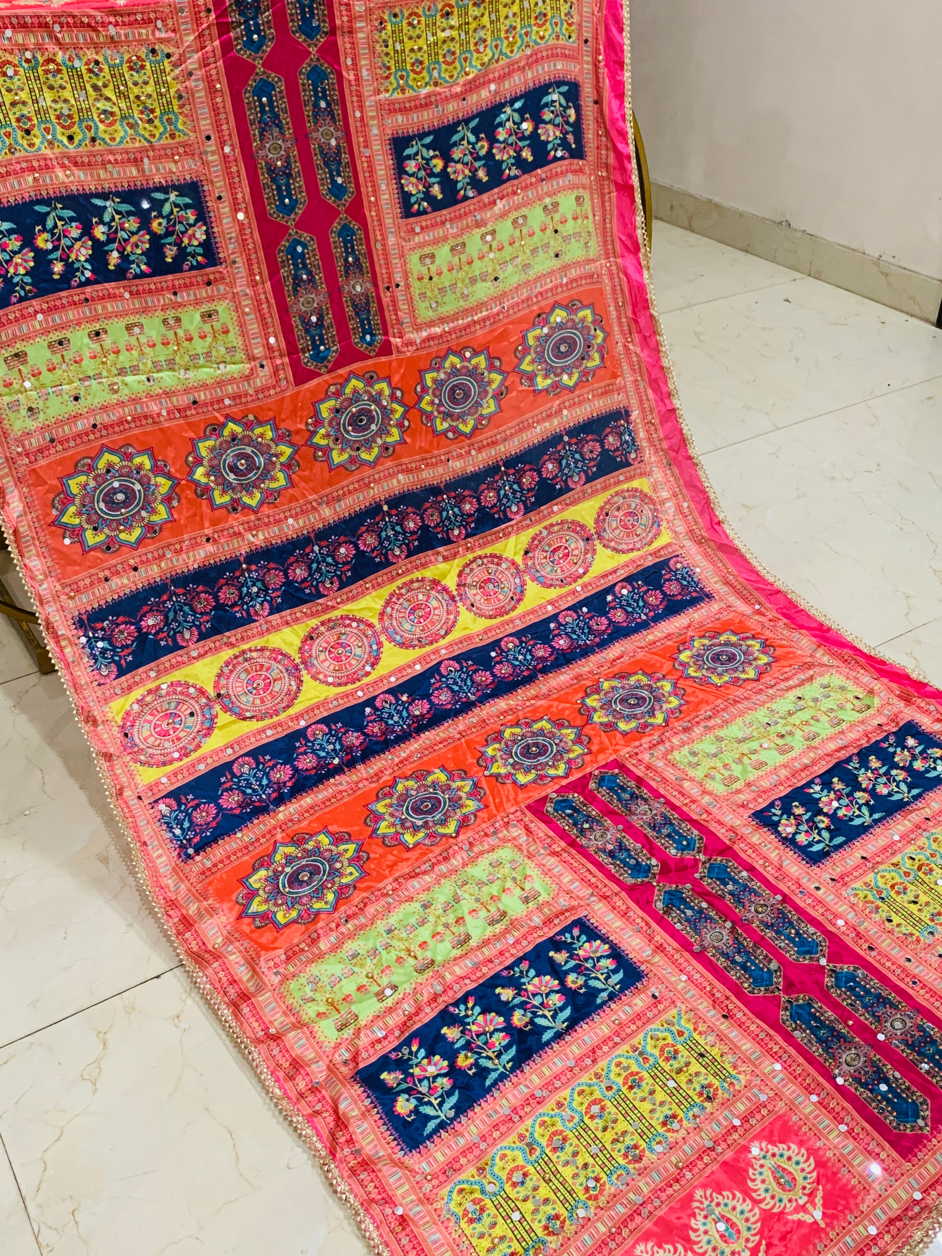 SS Creations Mirror Work Dupatta APR1519