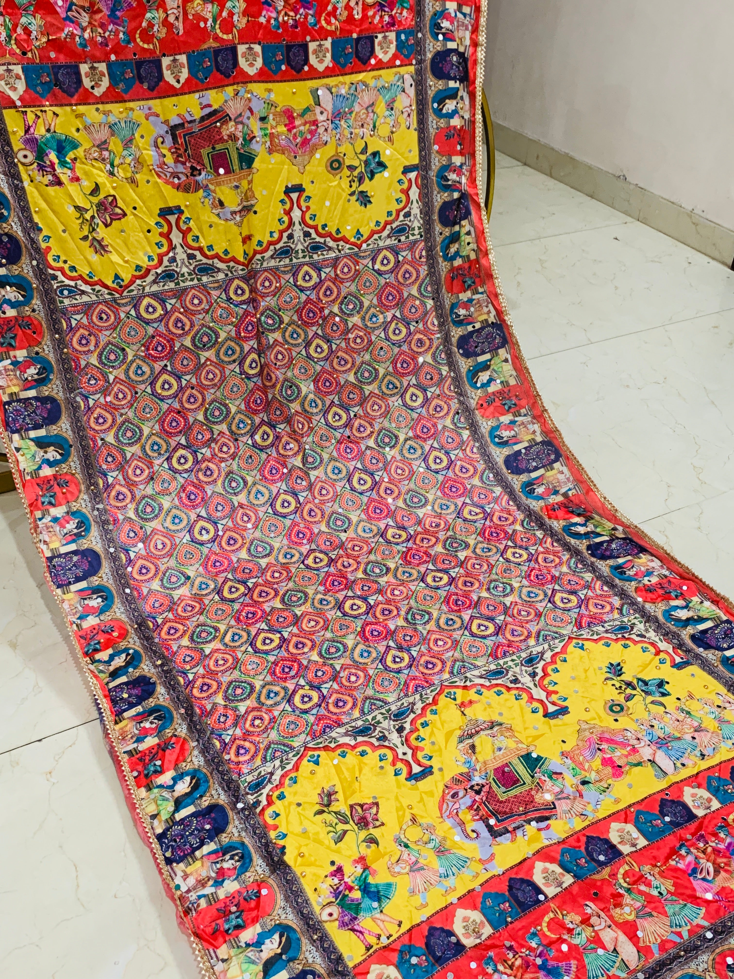 SS Creations Mirror Work Dupatta APR1524