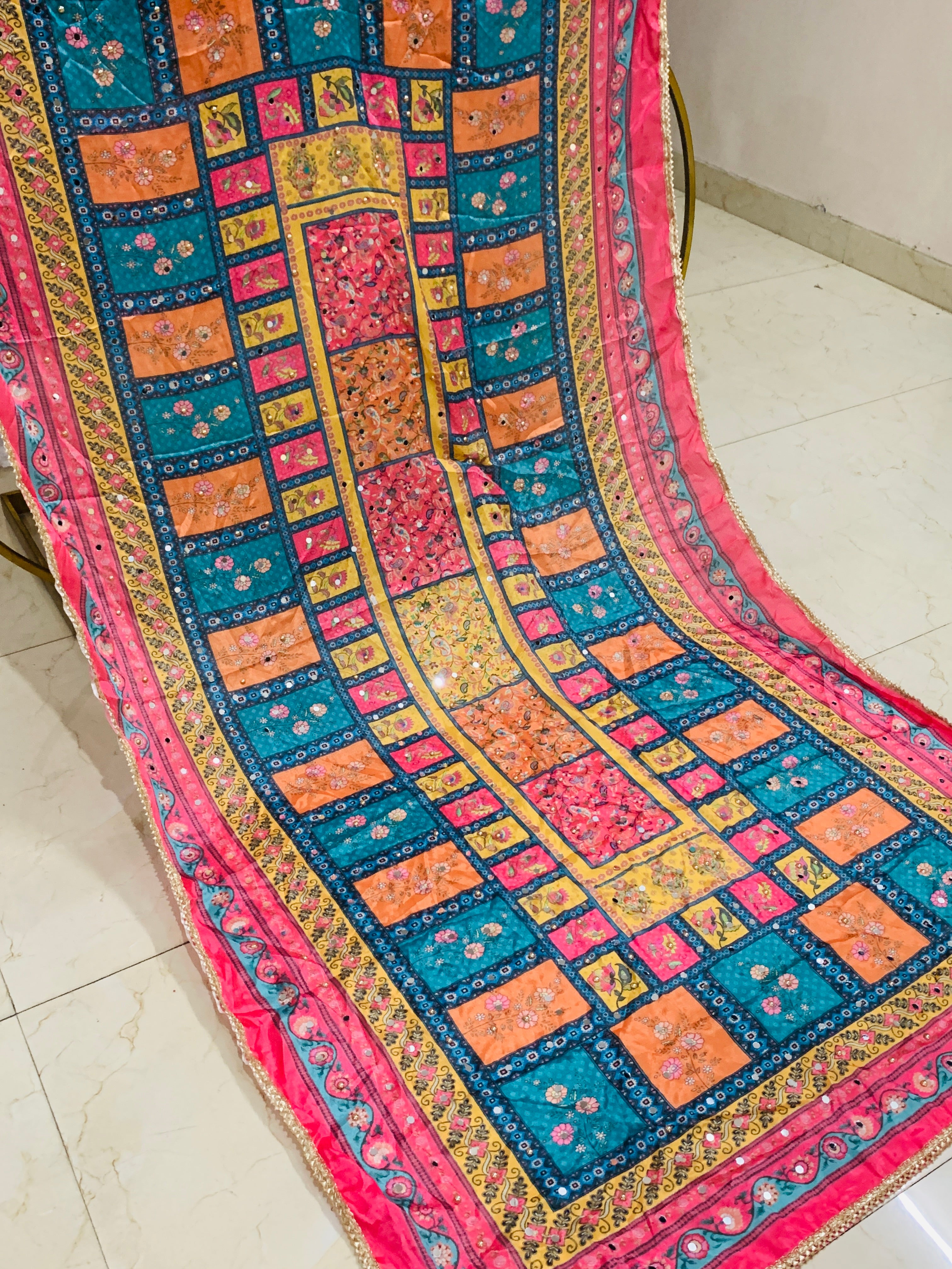 SS Creations Mirror Work Dupatta APR1525