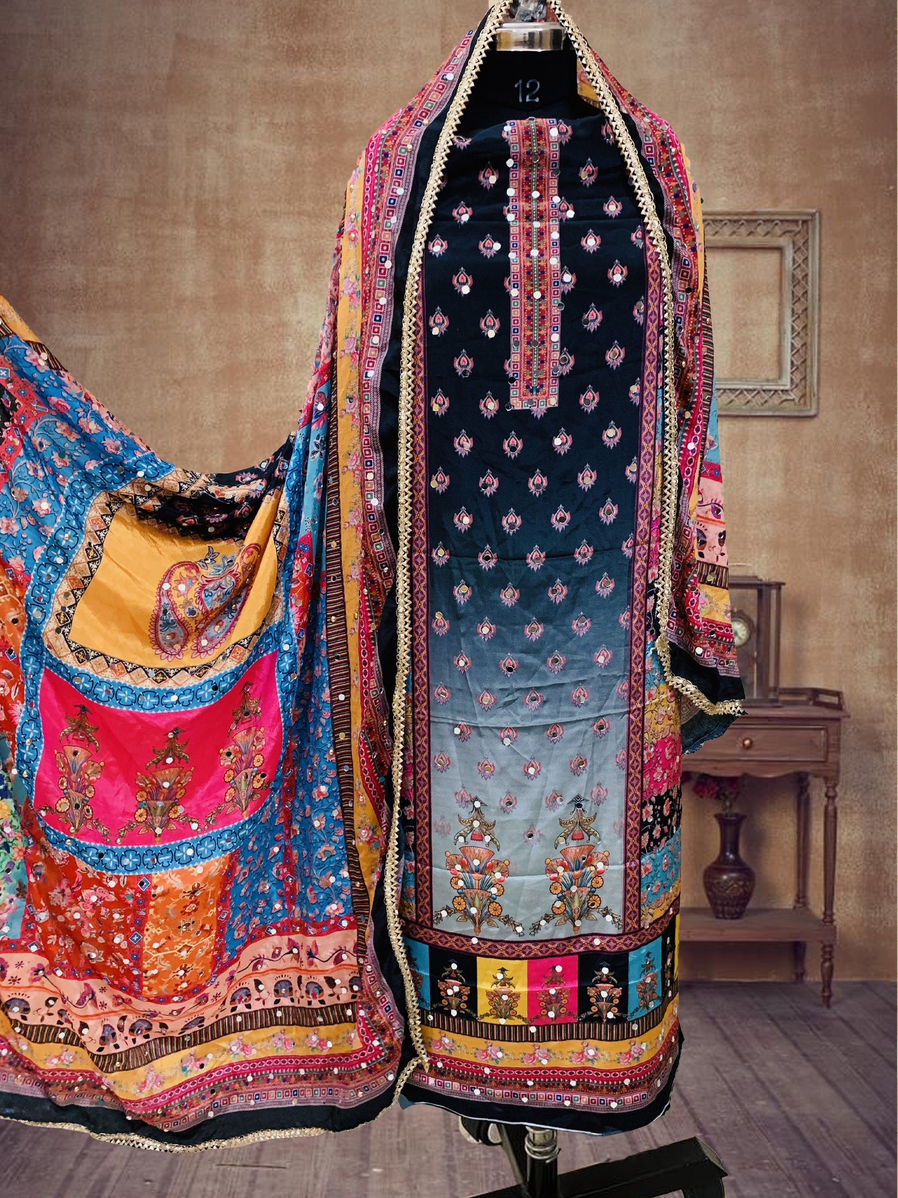 SS Creations Karachi Suit 3D BLACK