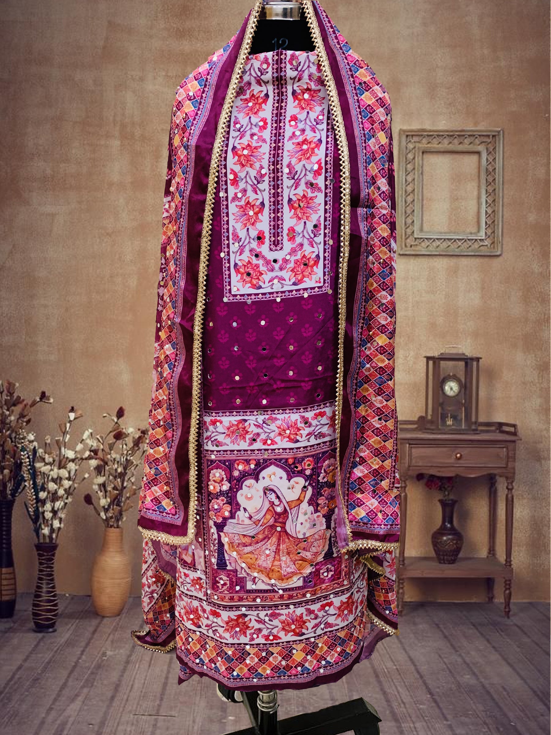SS Creations Karachi Suit PURPLE DOLL