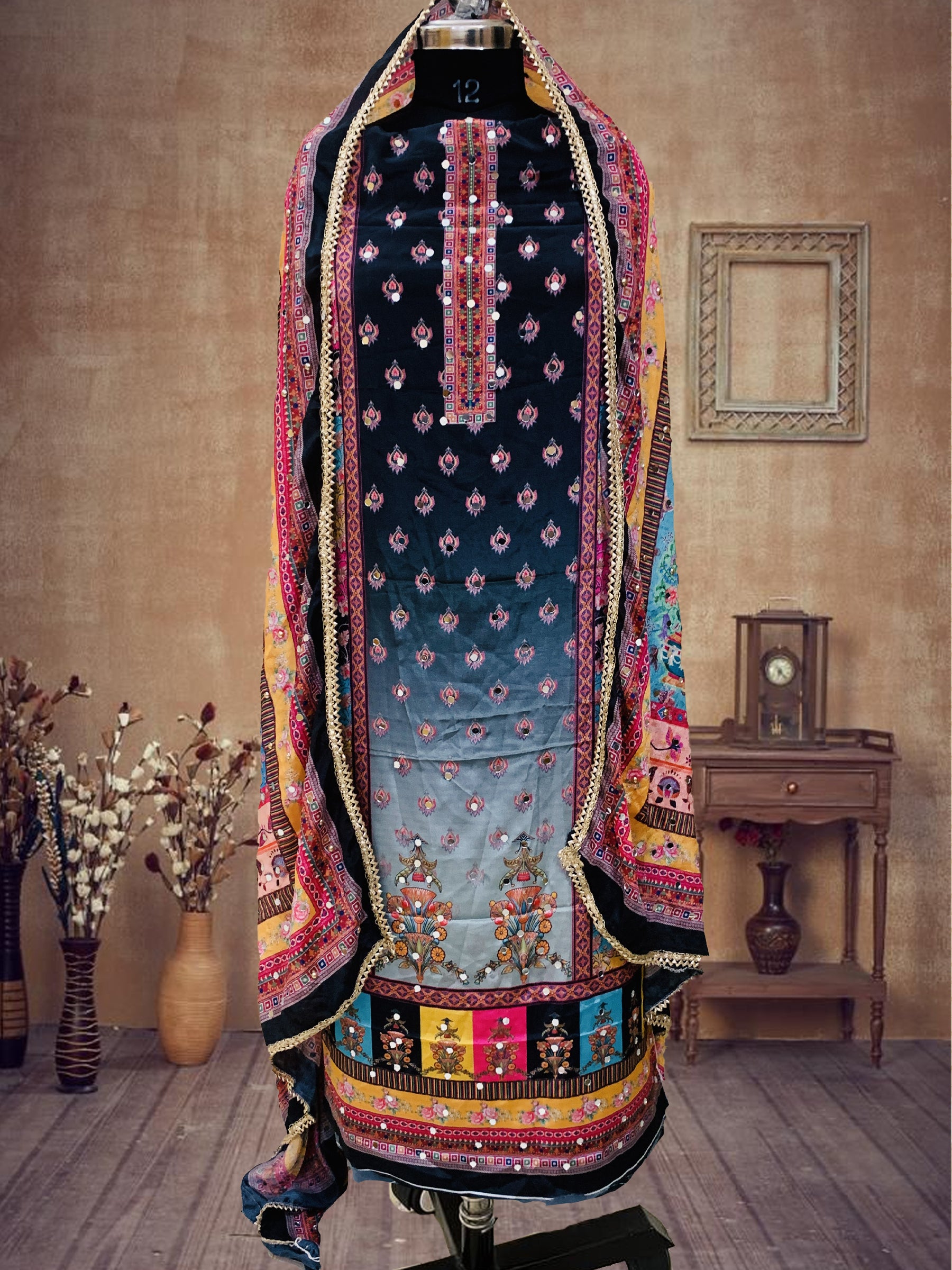 SS Creations Karachi Suit 3D BLACK
