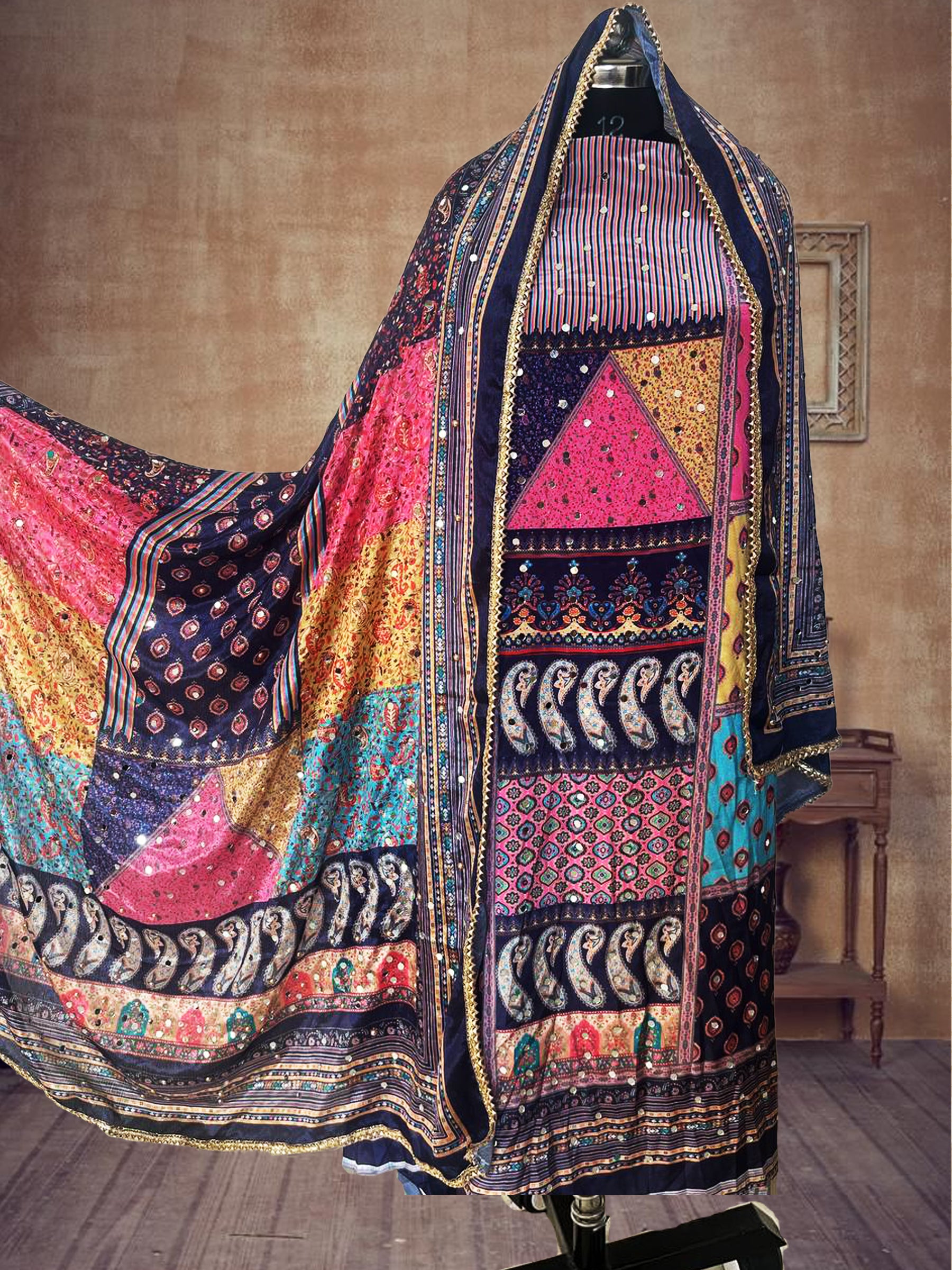 SS Creations Karachi Suit Black triangle