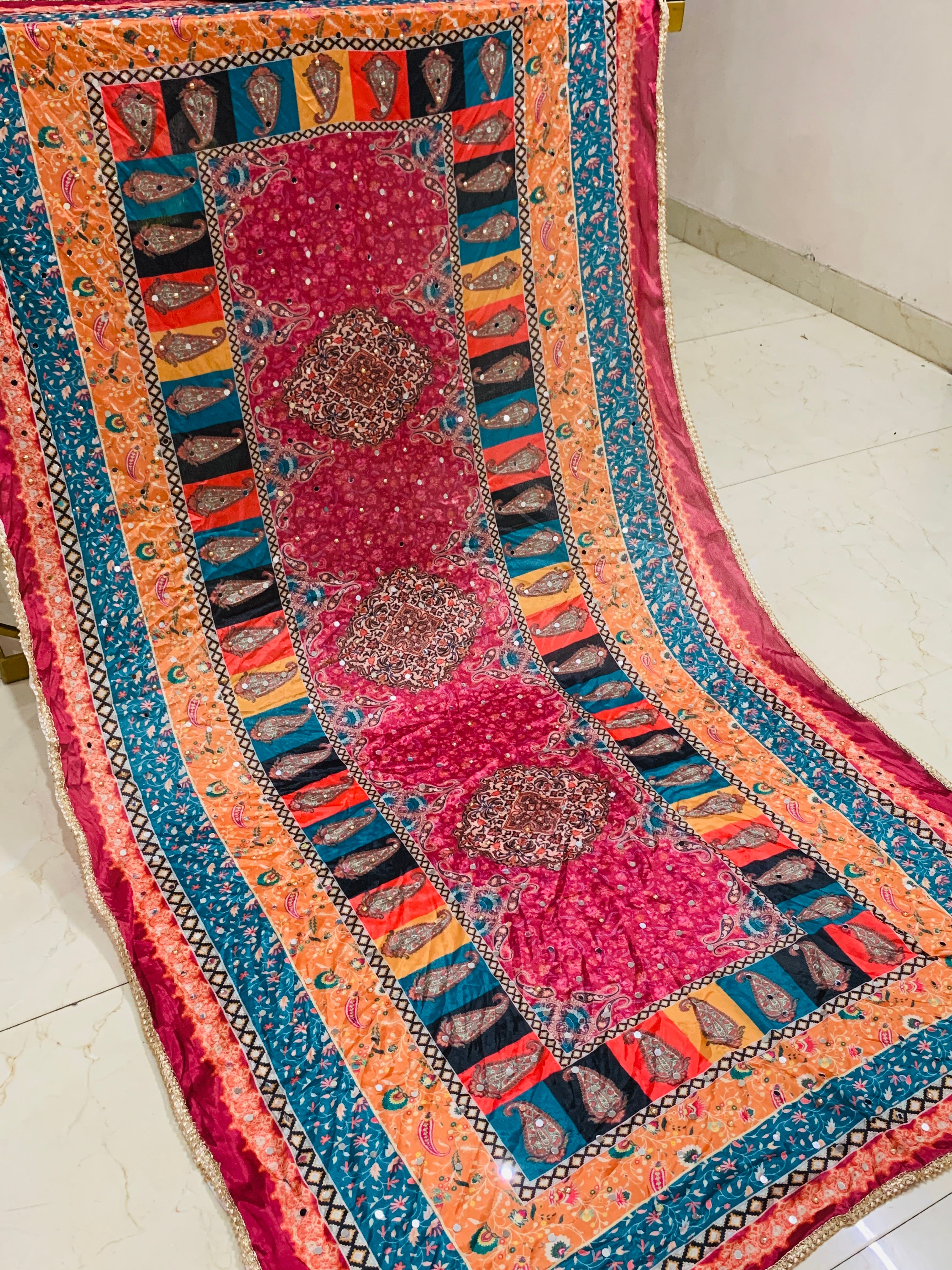 SS Creations Mirror Work Dupatta APR1517