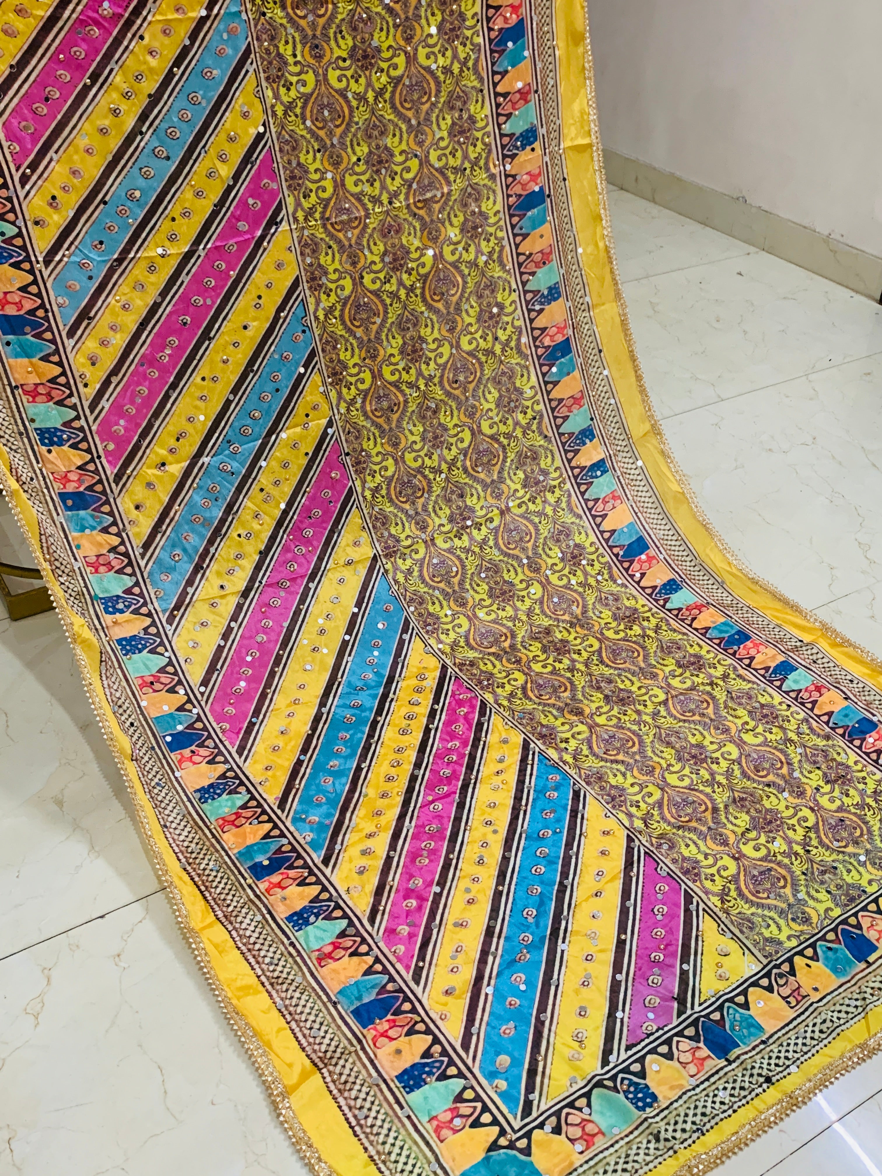 SS Creations Mirror Work Dupatta APR1520