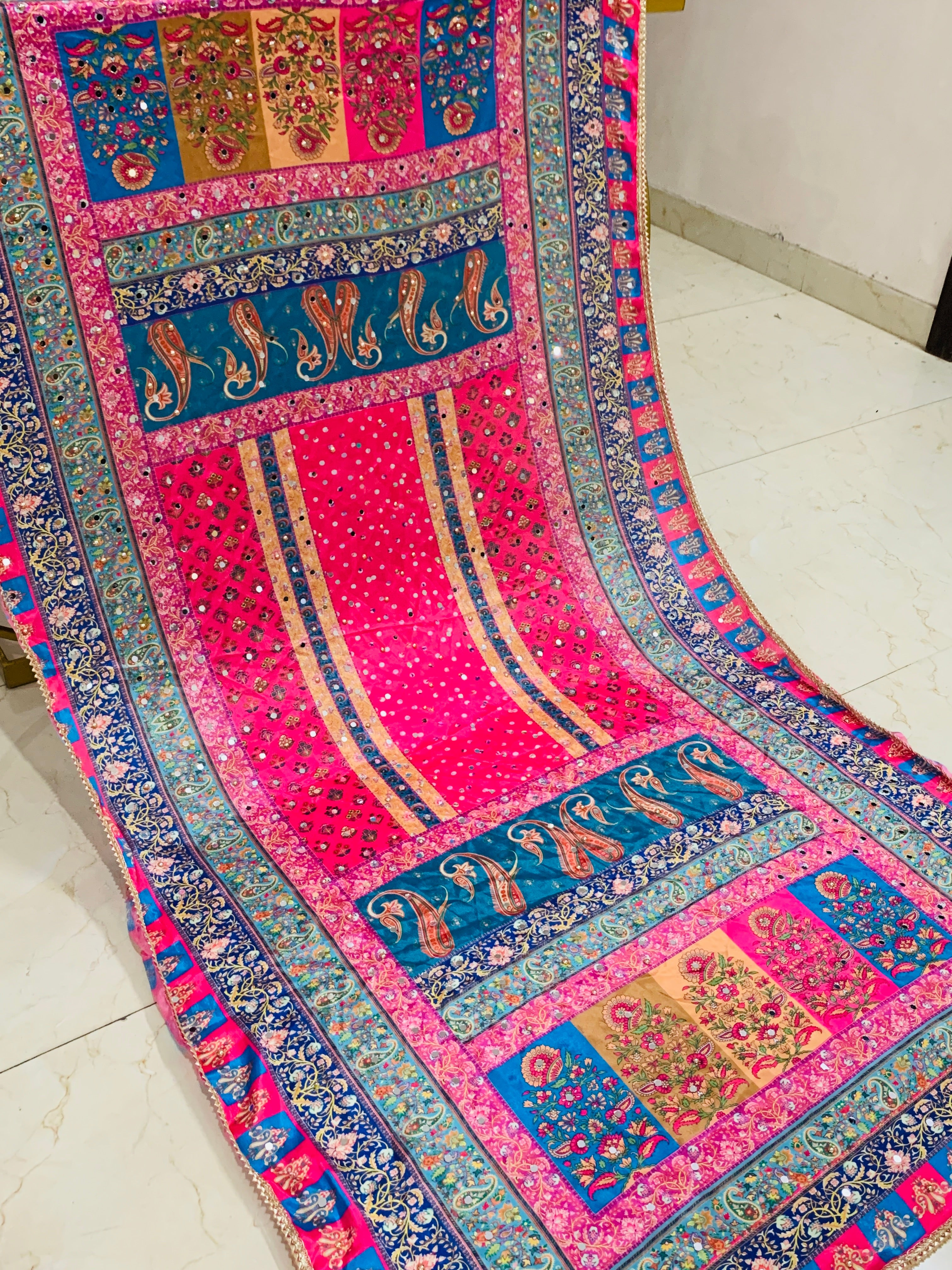 SS Creations Mirror Work Dupatta APR1509