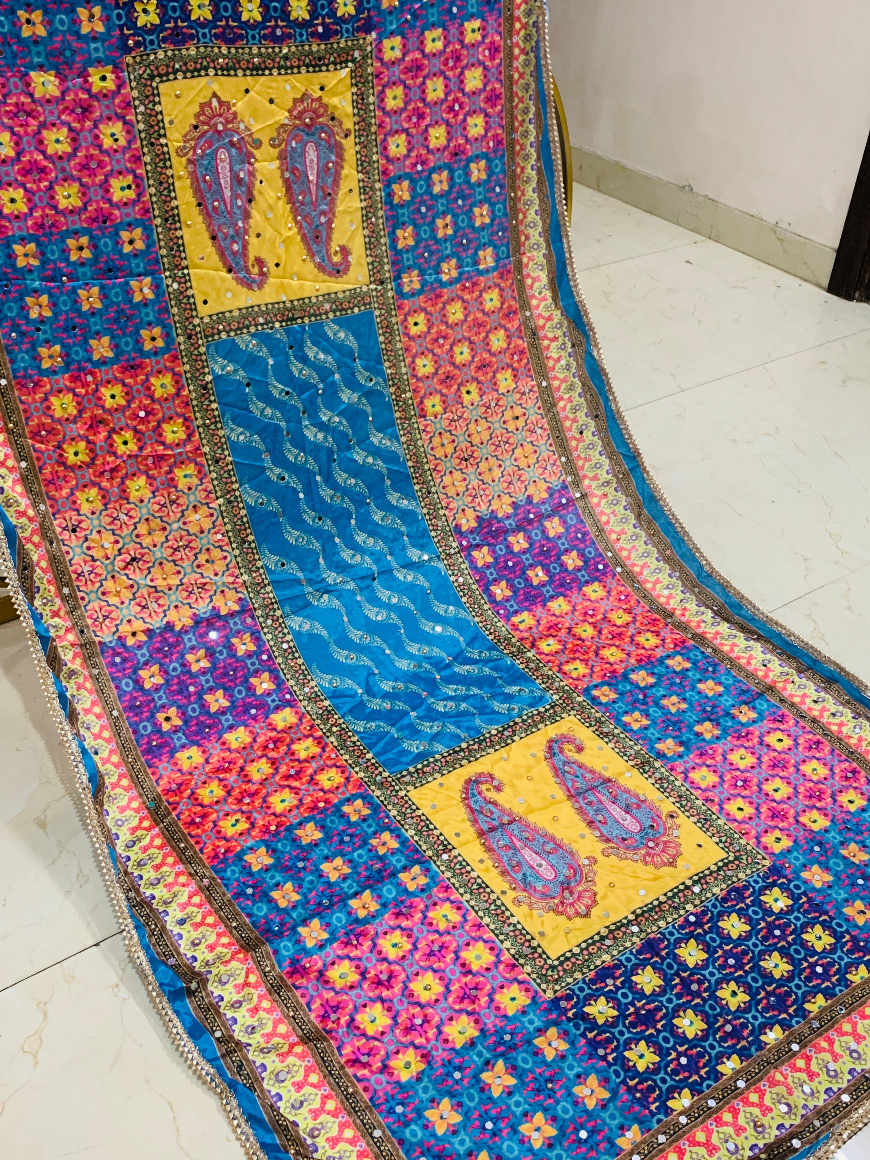 SS Creations Mirror Work Dupatta APR1526