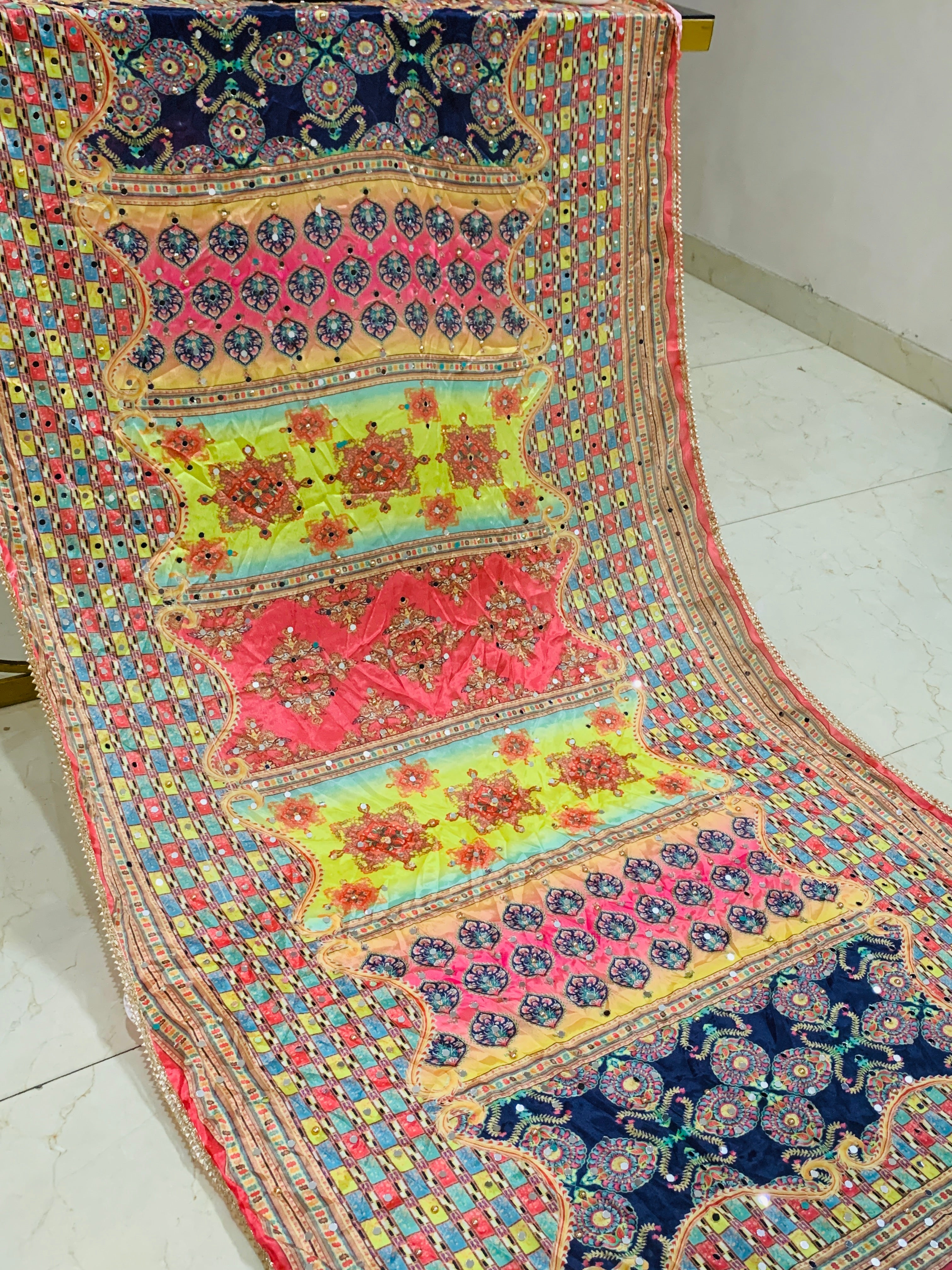 SS Creations Mirror Work Dupatta APR1503