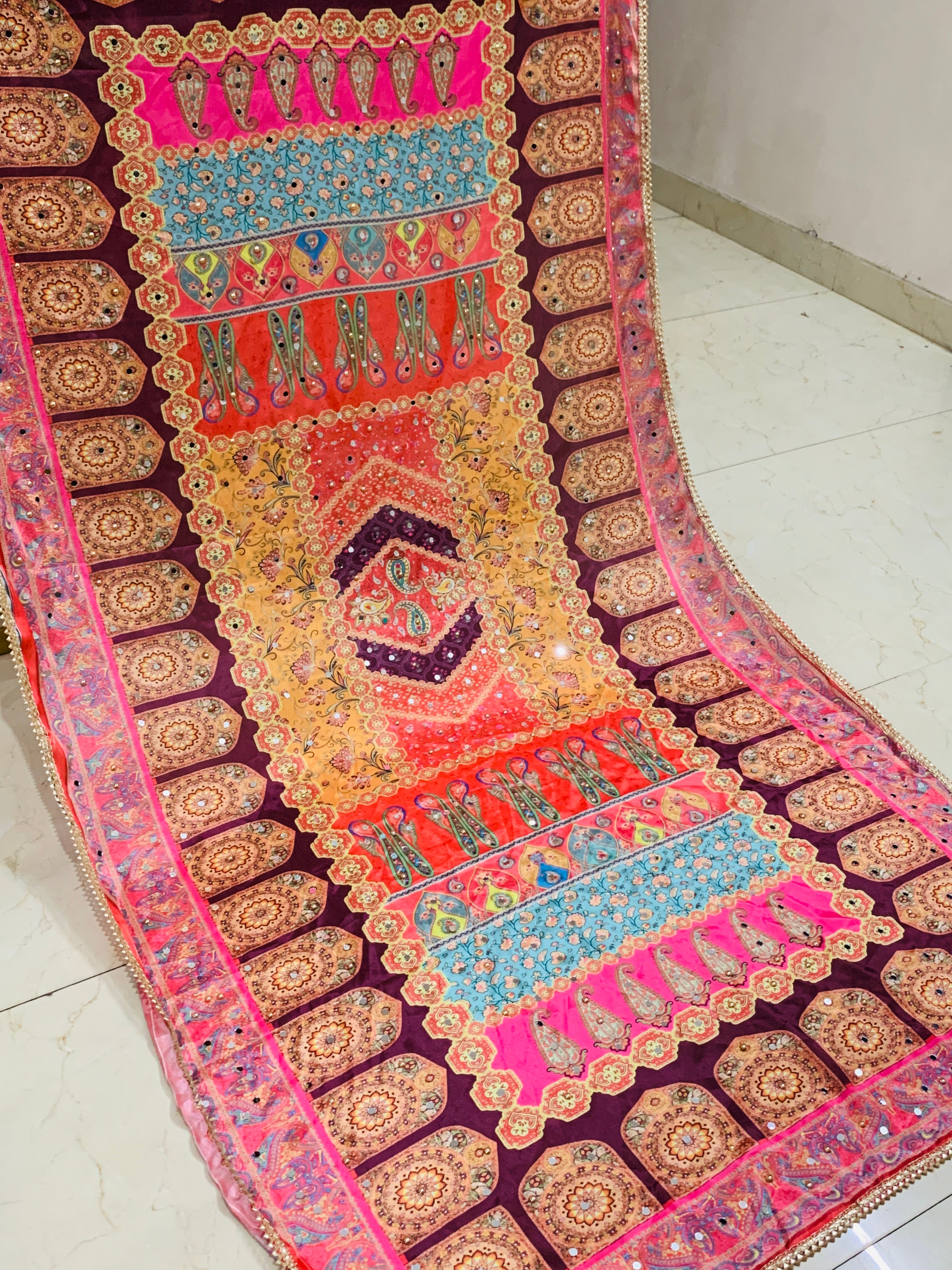 SS Creations Mirror Work Dupatta APR1527