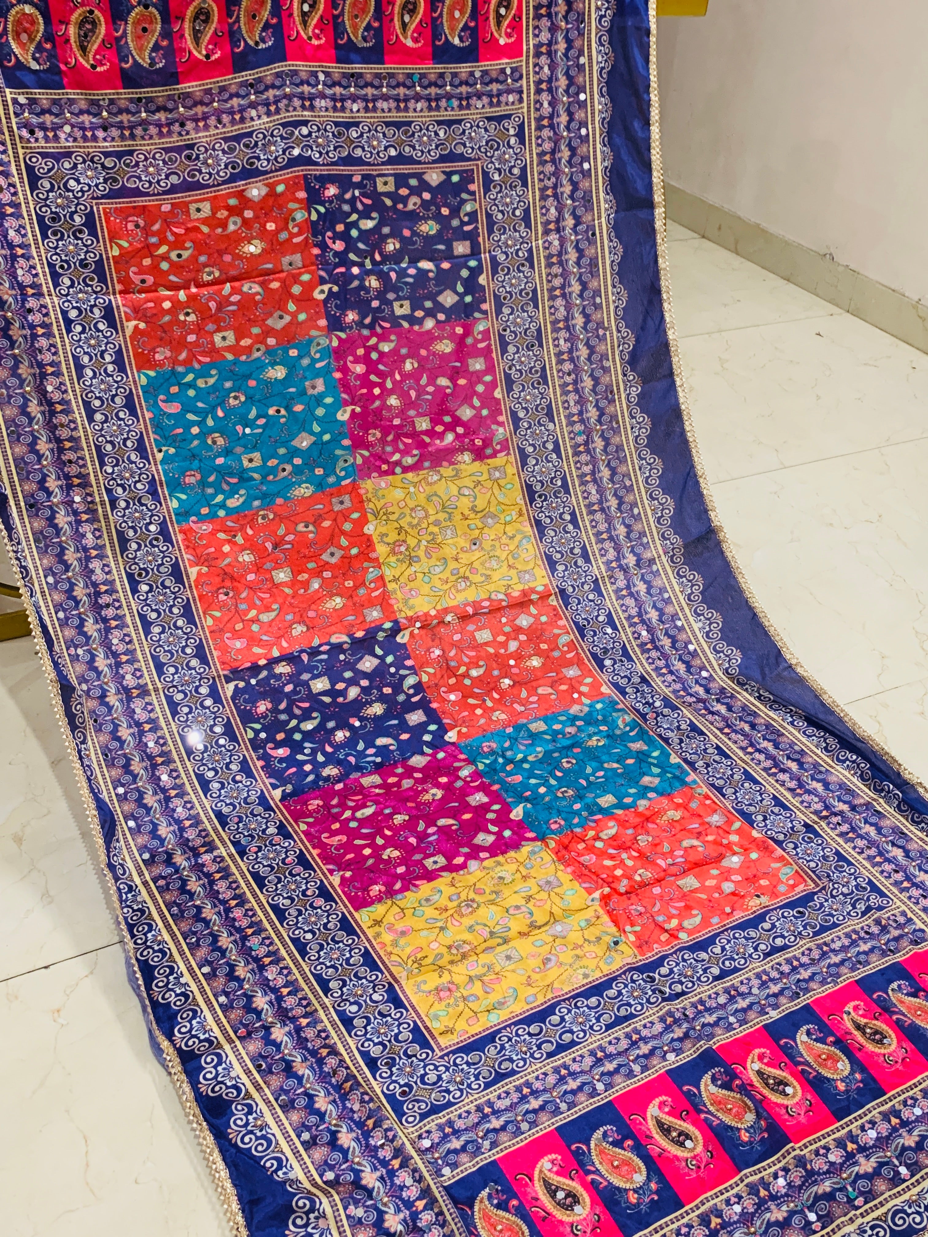 SS Creations Mirror Work Dupatta APR1502