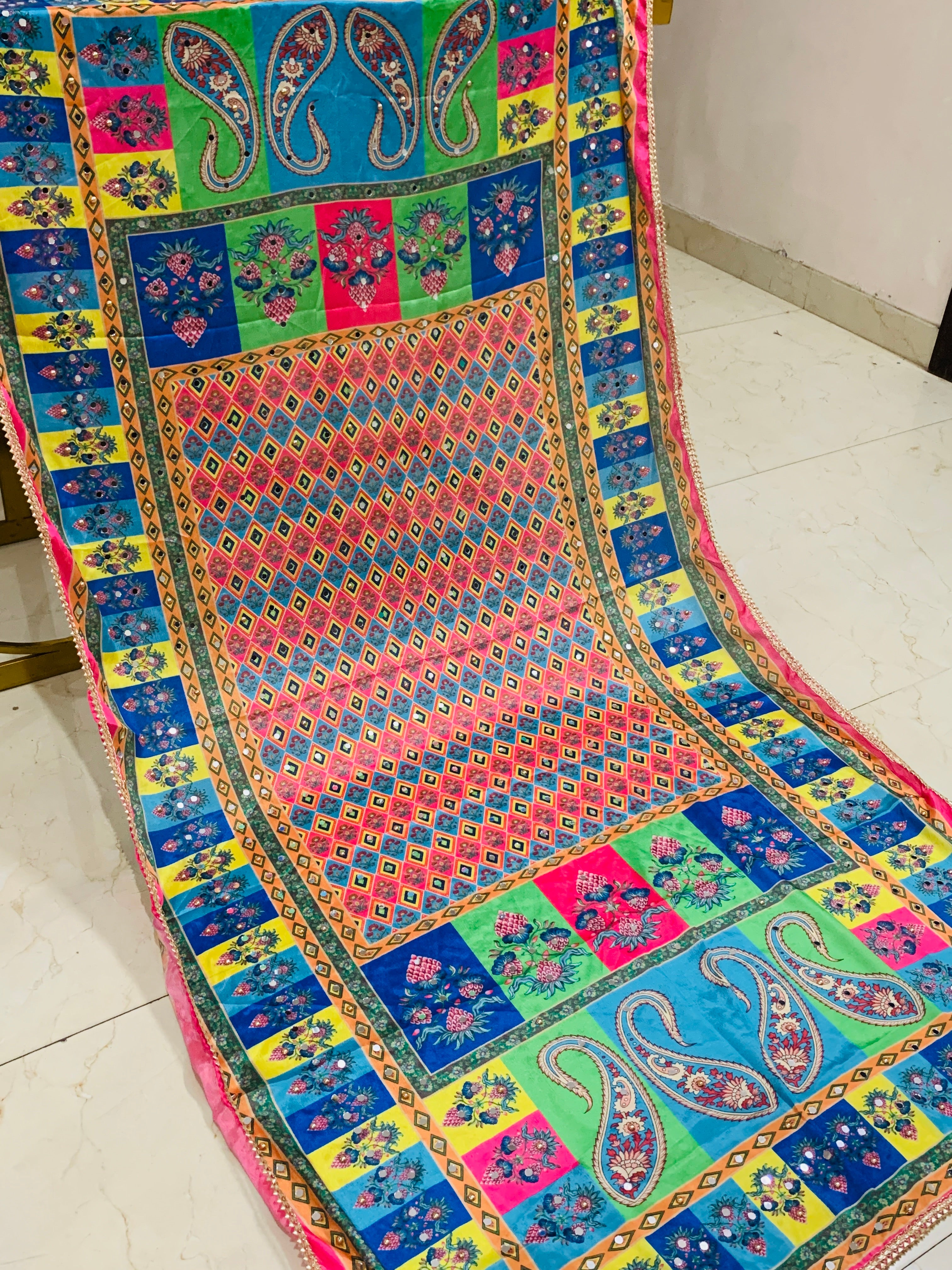 SS Creations Mirror Work Dupatta APR1533