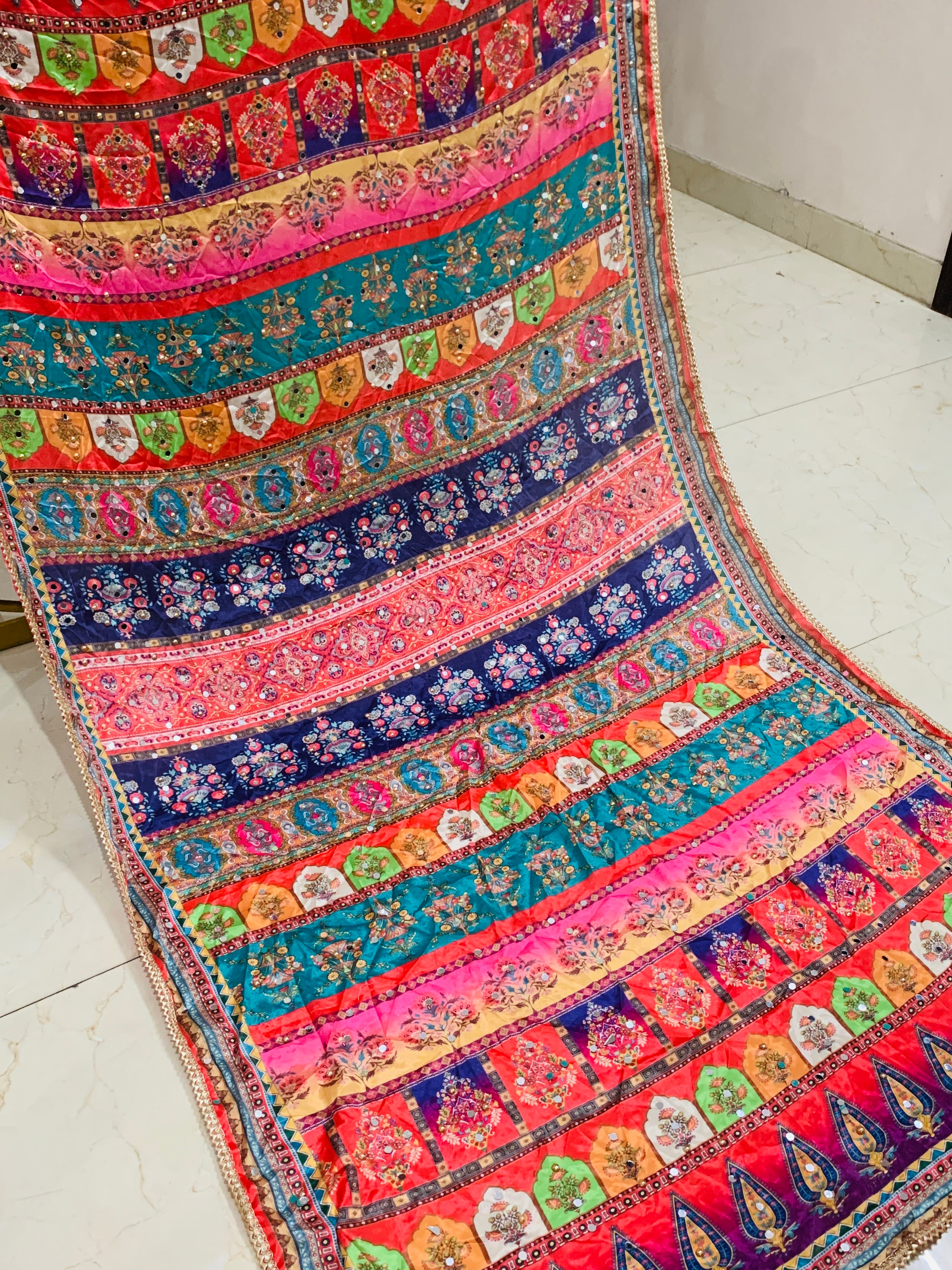 SS Creations Mirror Work Dupatta APR1530