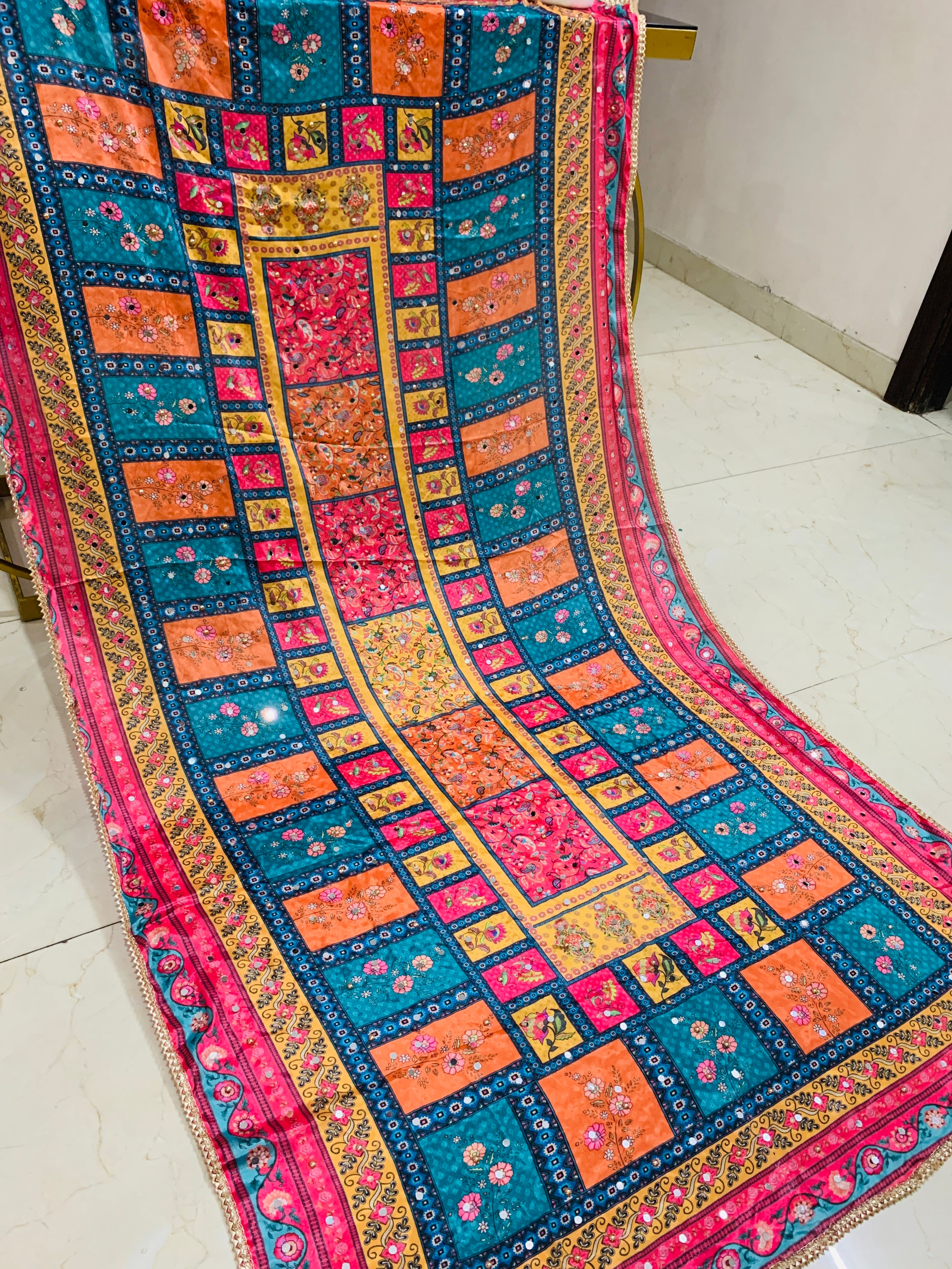 SS Creations Mirror Work Dupatta APR1537