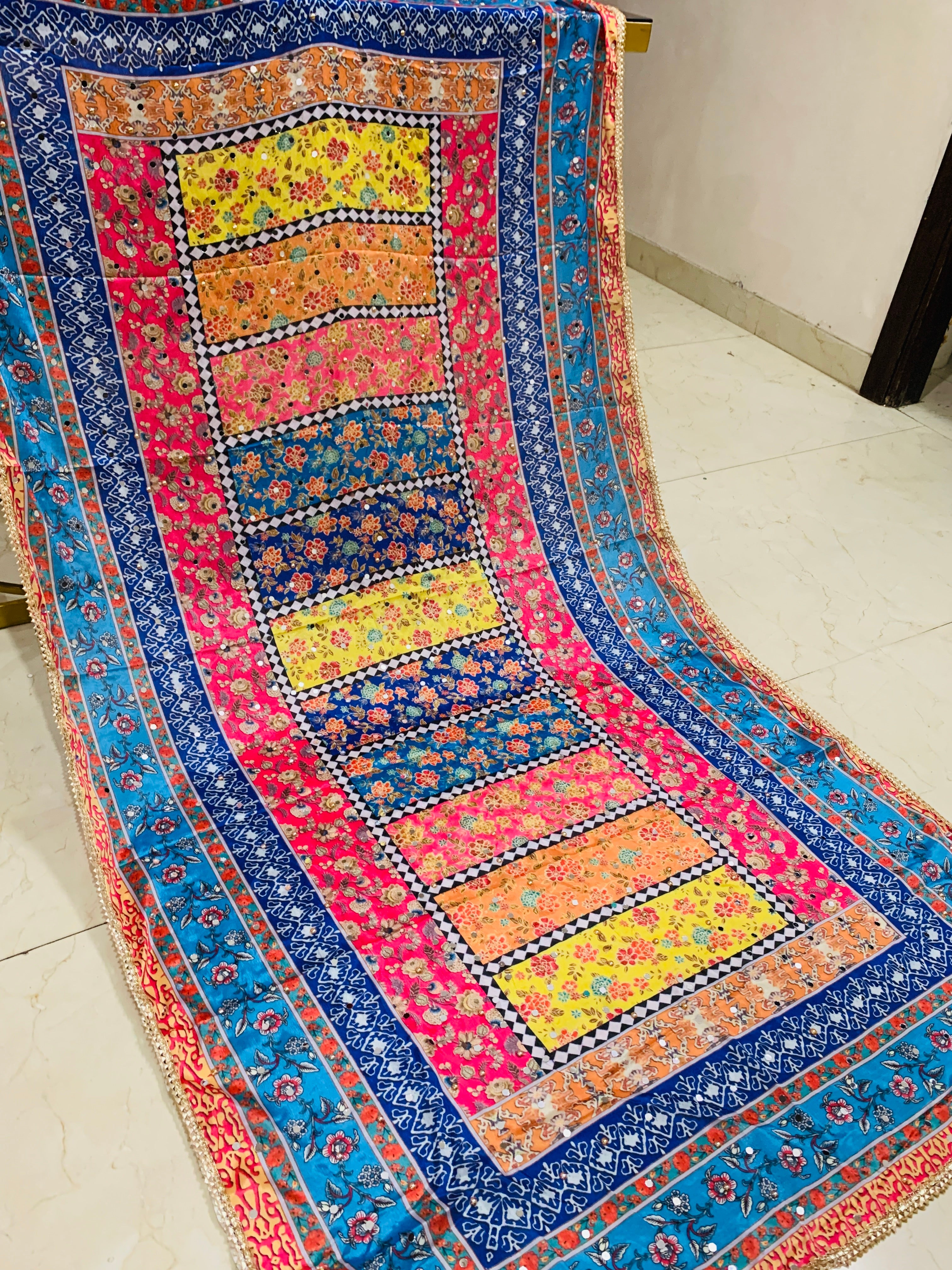 SS Creations Mirror Work Dupatta APR1532