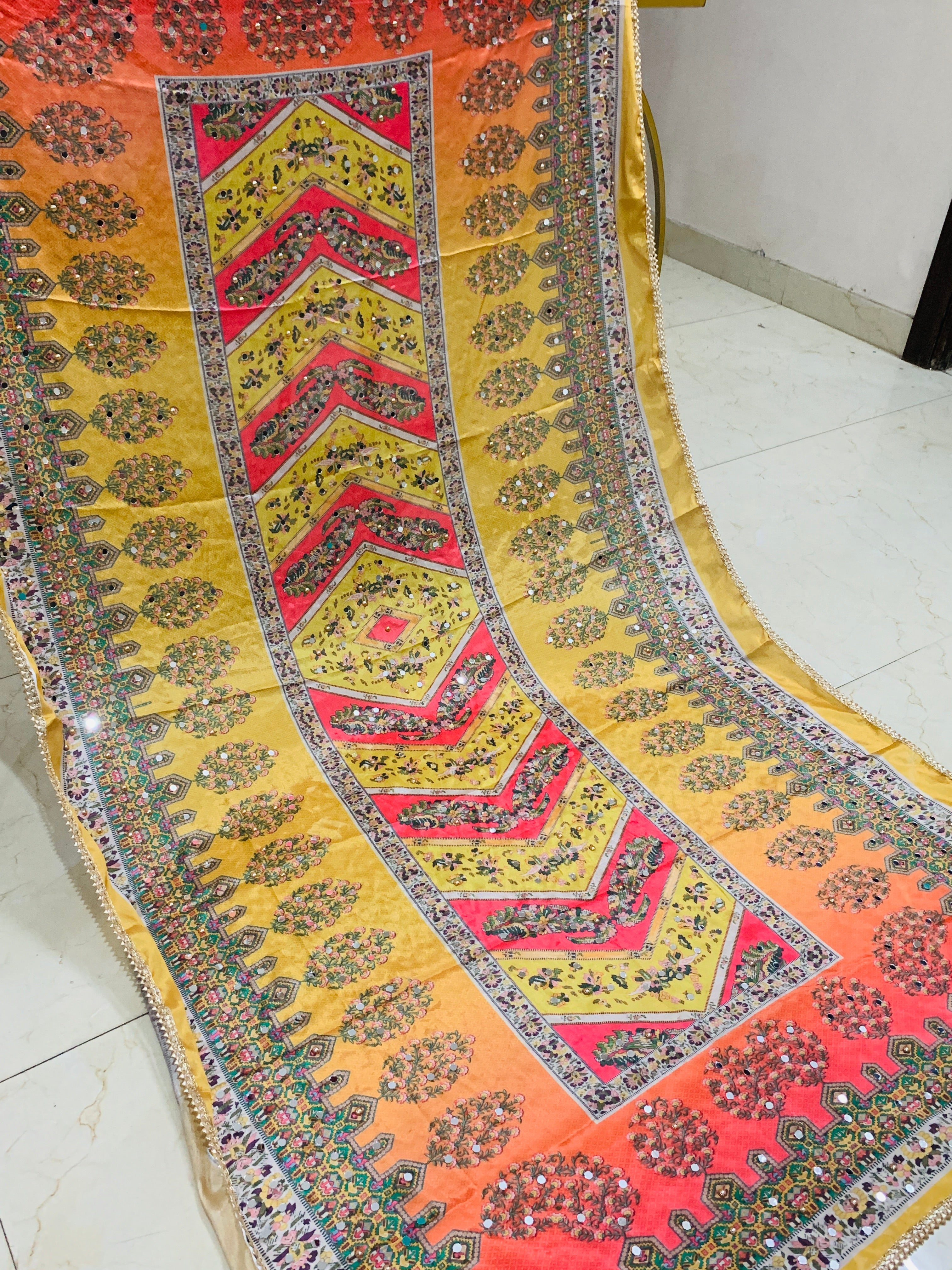 SS Creations Mirror Work Dupatta APR1506