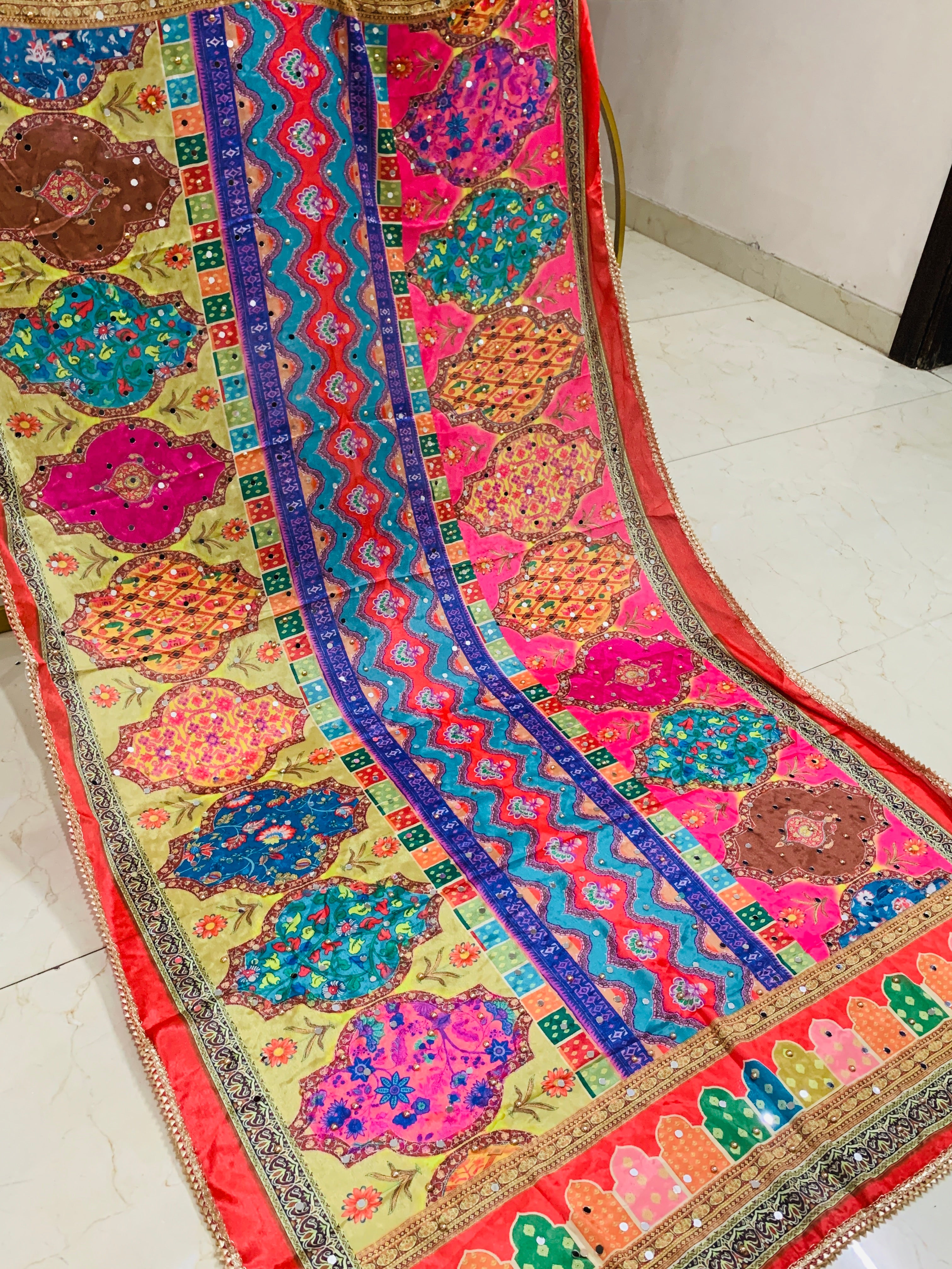 SS Creations Mirror Work Dupatta APR1512