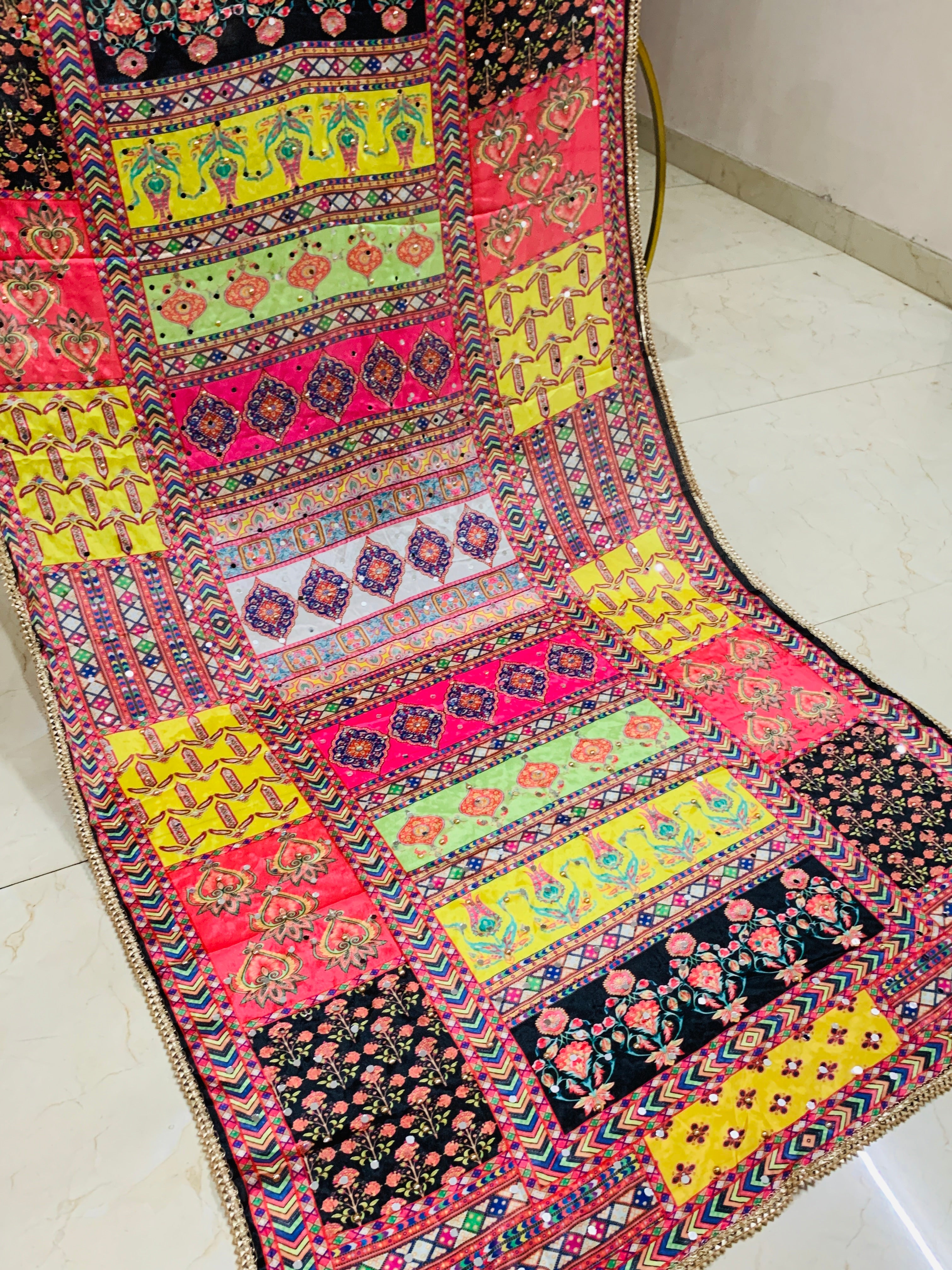 SS Creations Mirror Work Dupatta APR1534