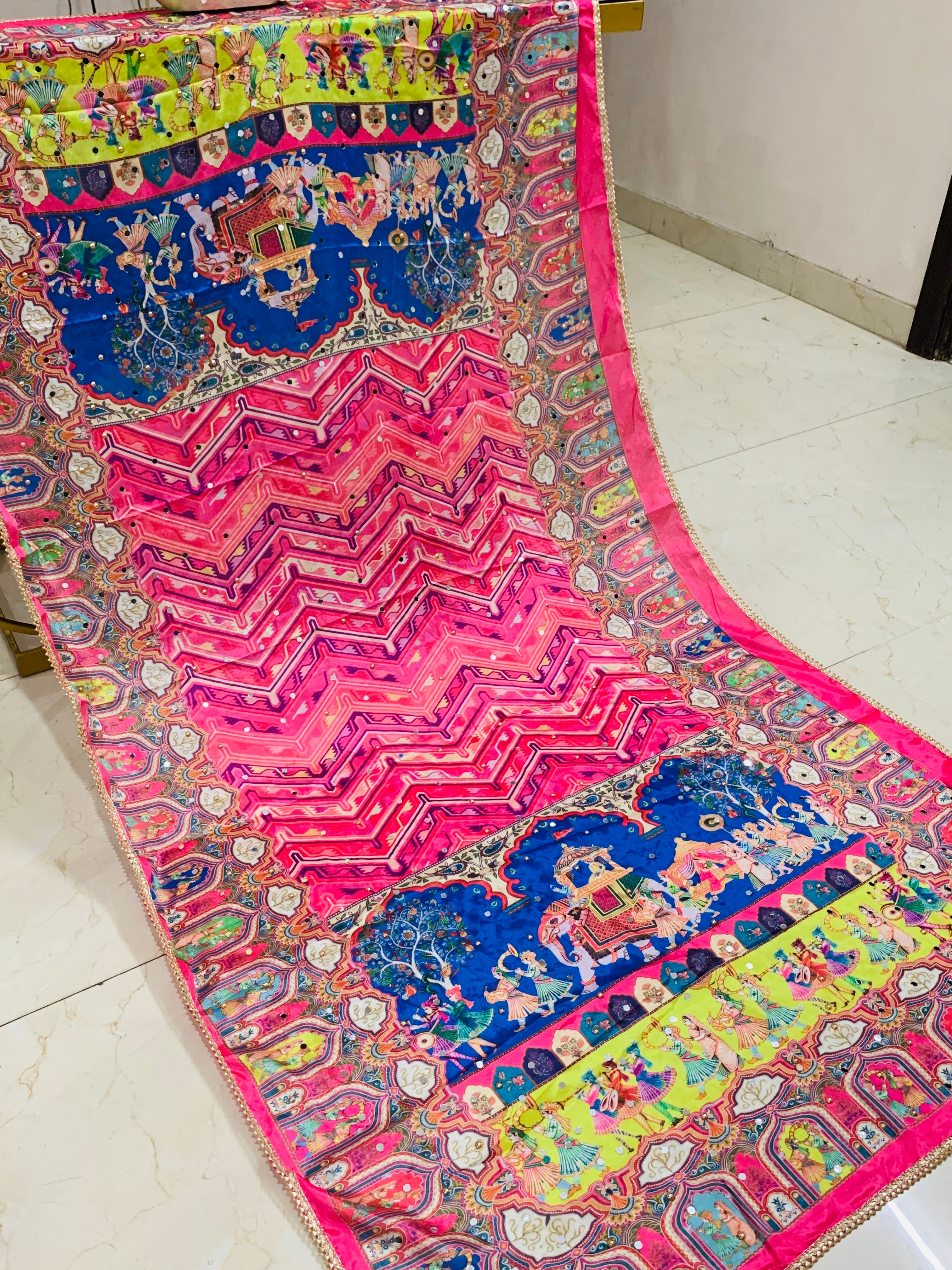 SS Creations Mirror Work Dupatta APR1535