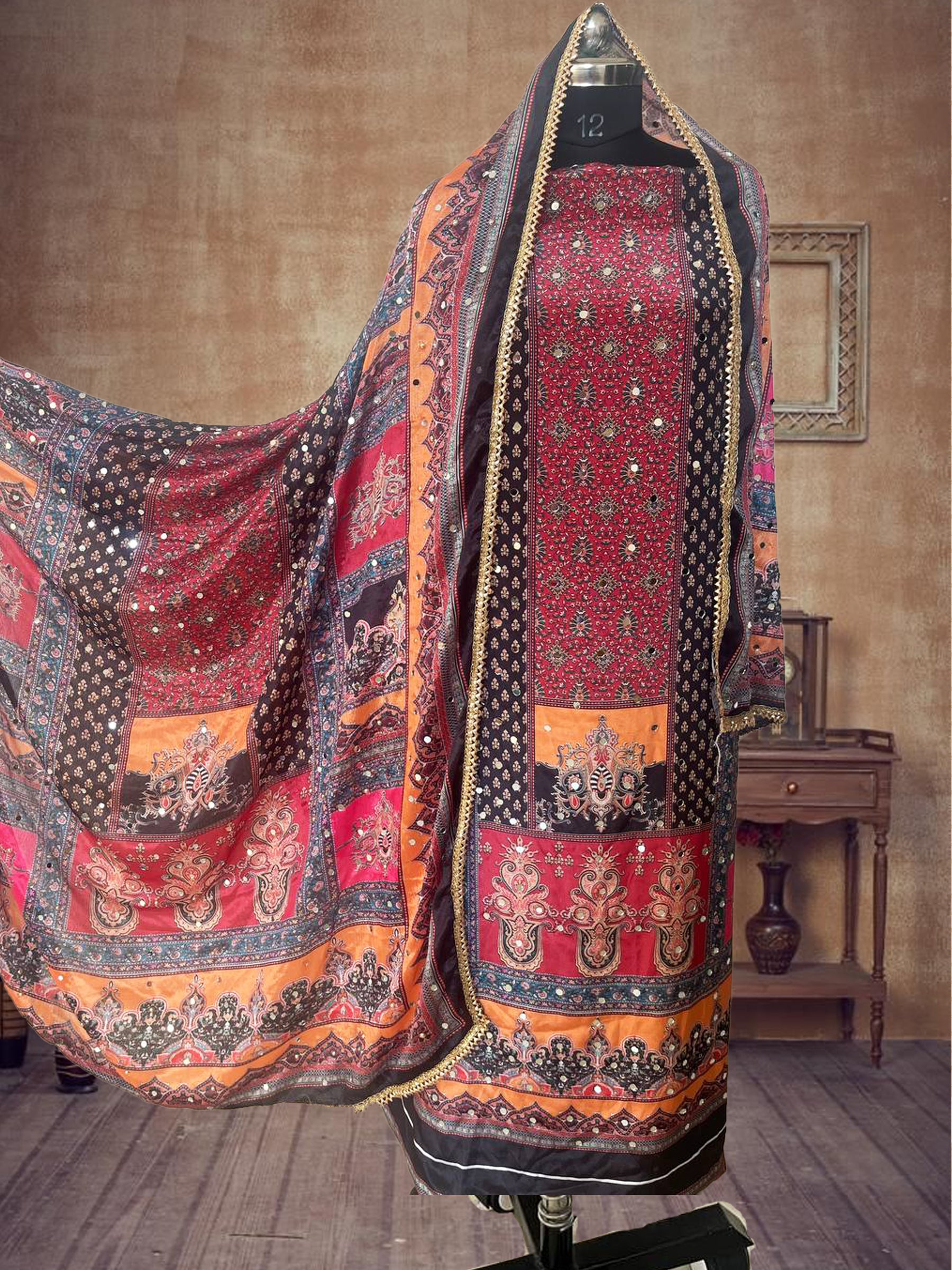 SS Creations Karachi Suit Black red