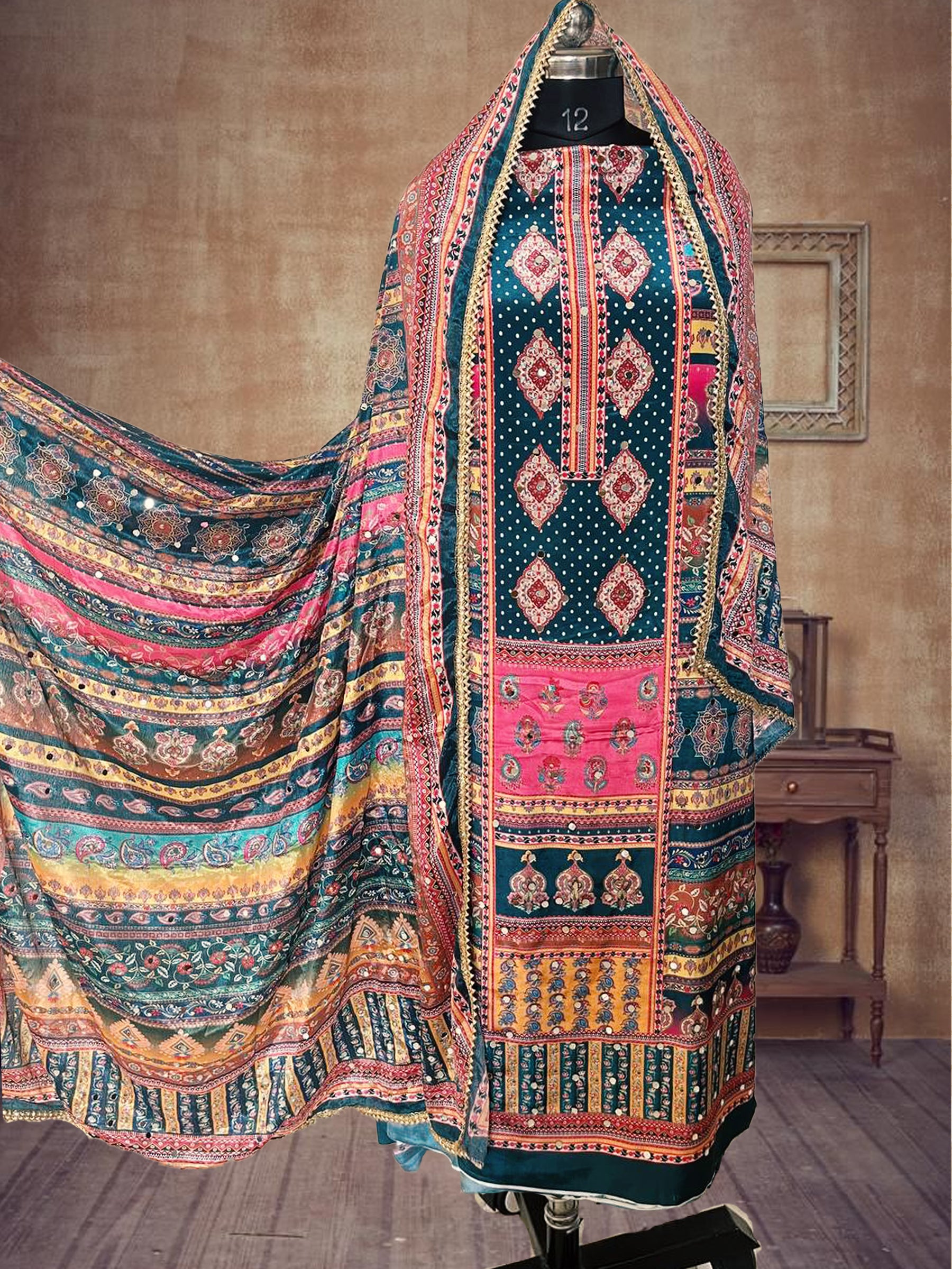SS Creations Karachi Suit Bindi Patti