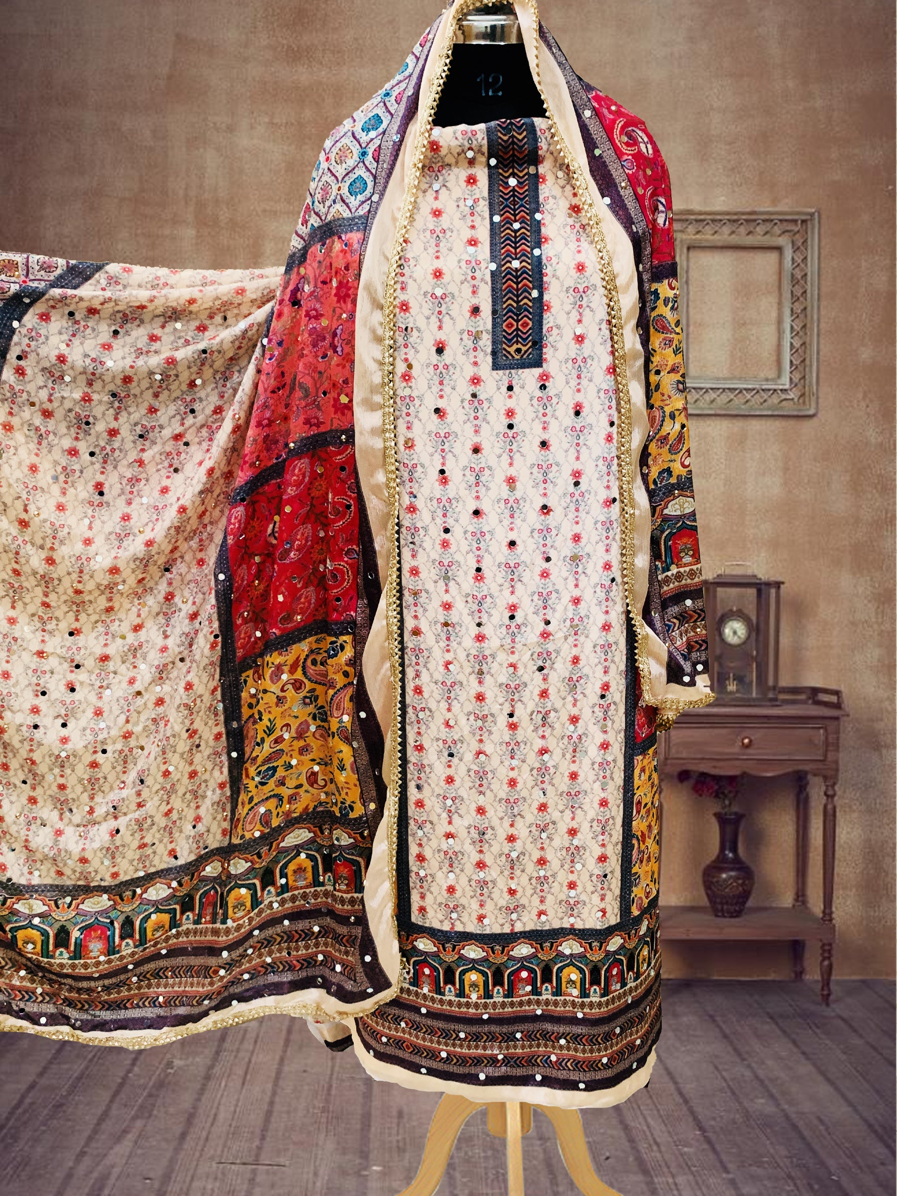 SS Creations Karachi Suit WHITE MULTI