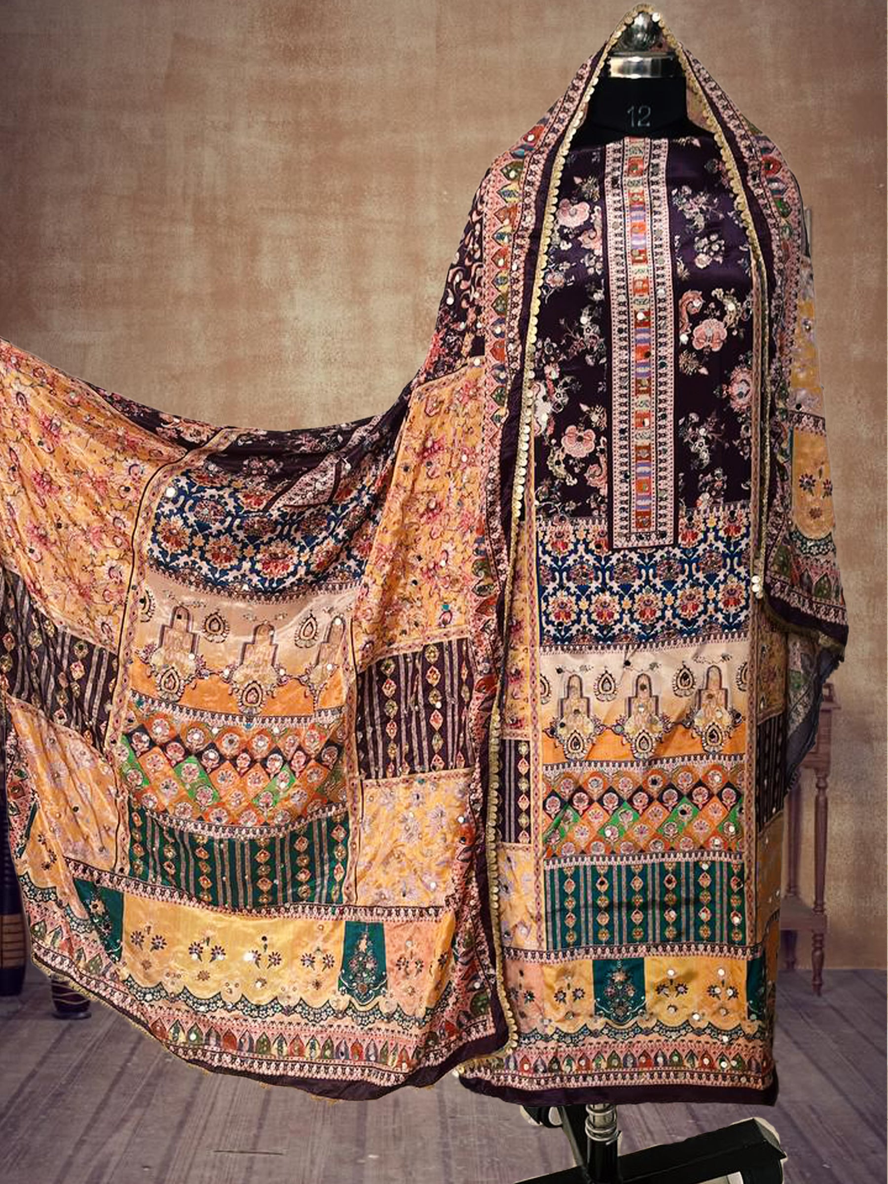 SS Creations Karachi Suit purple half