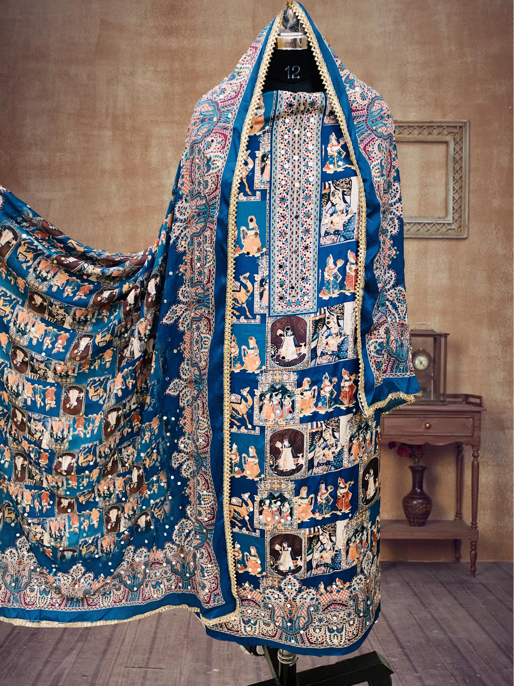 SS Creations Karachi Suit ALL MUGHAL BLUE