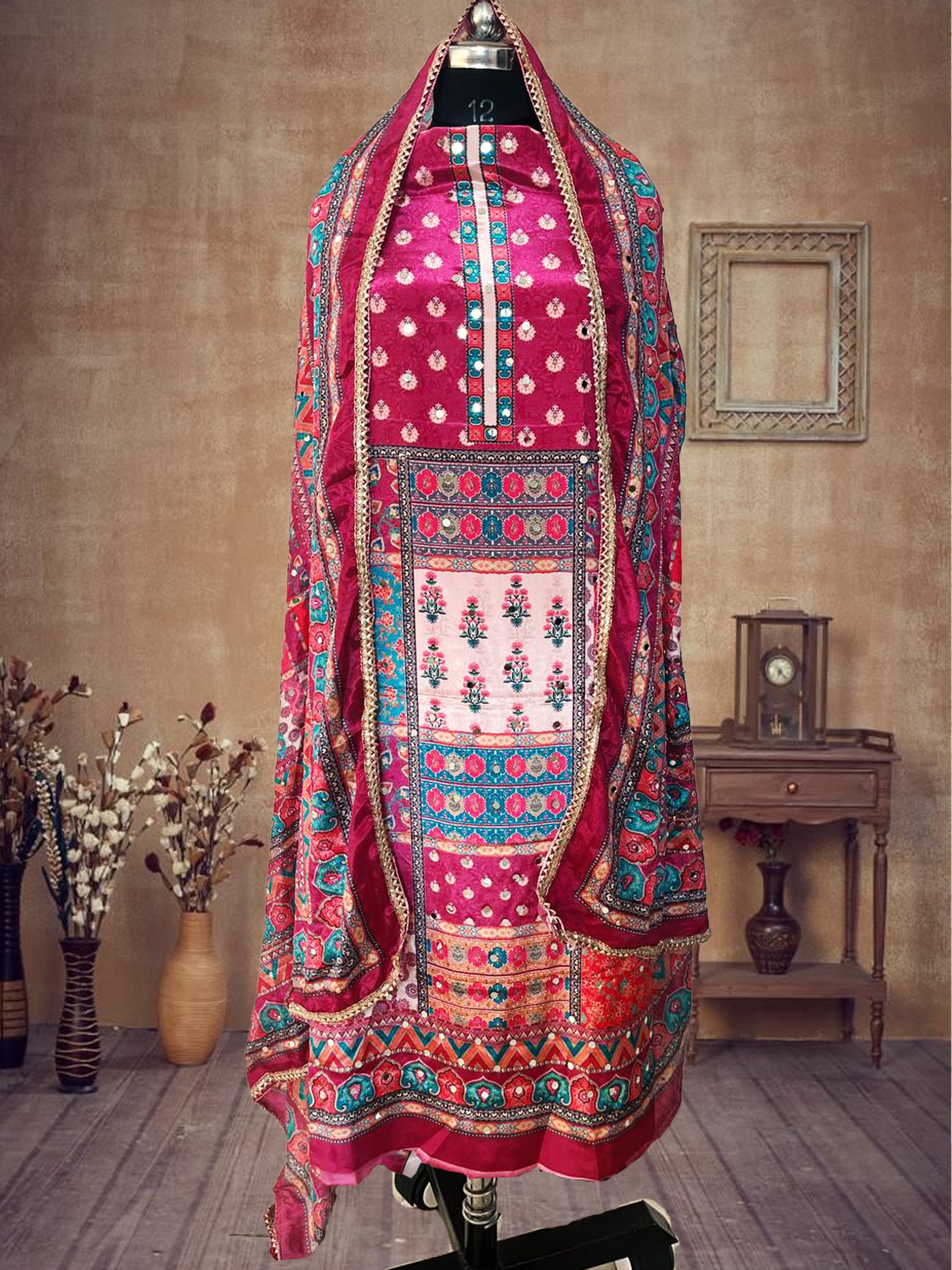 SS Creations Karachi Suit pink half