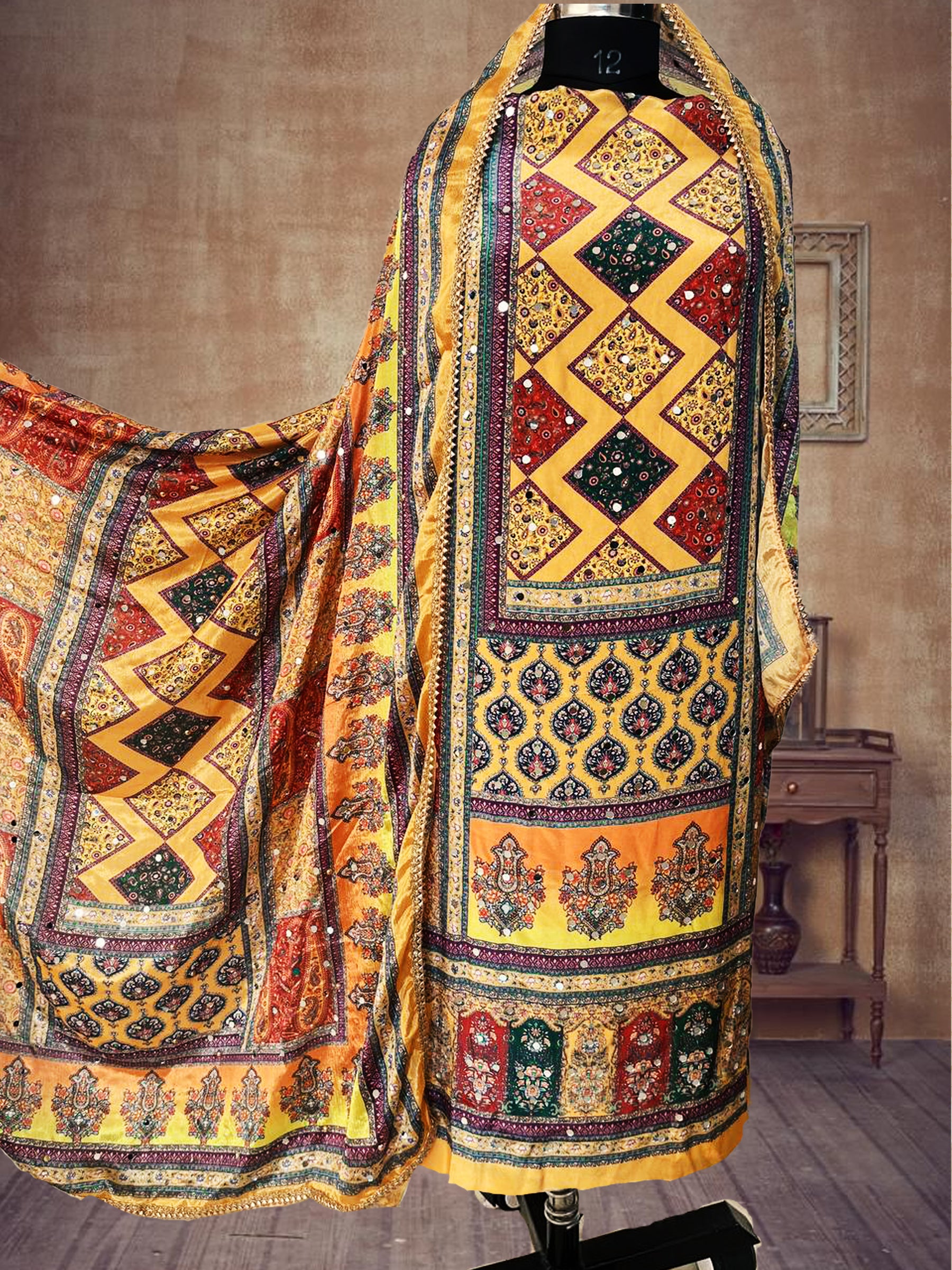 SS Creations Karachi Suit yellow barfi