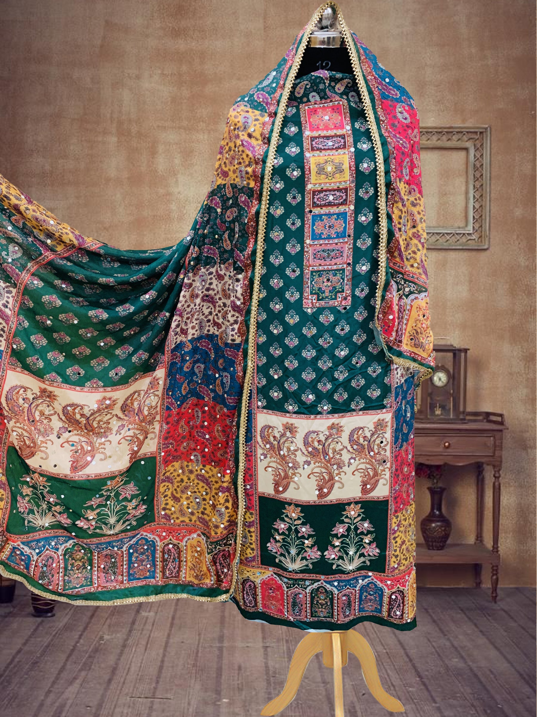 SS Creations Karachi Suit GREN KERI