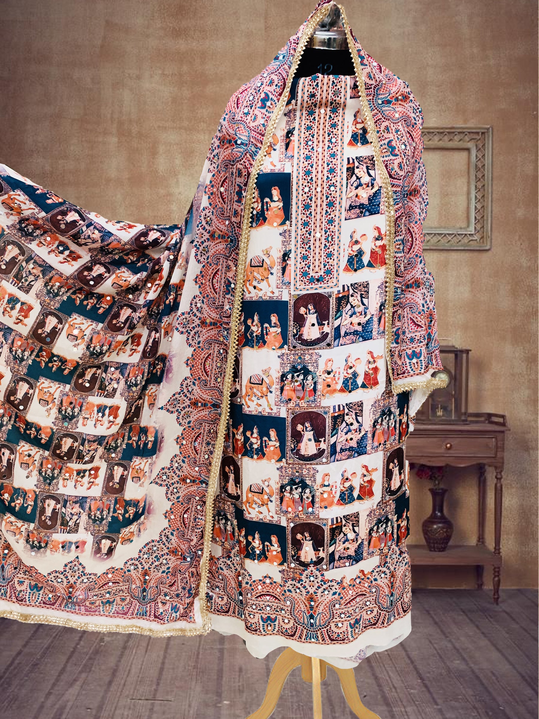 SS Creations Karachi Suit MUGHAL WHITE