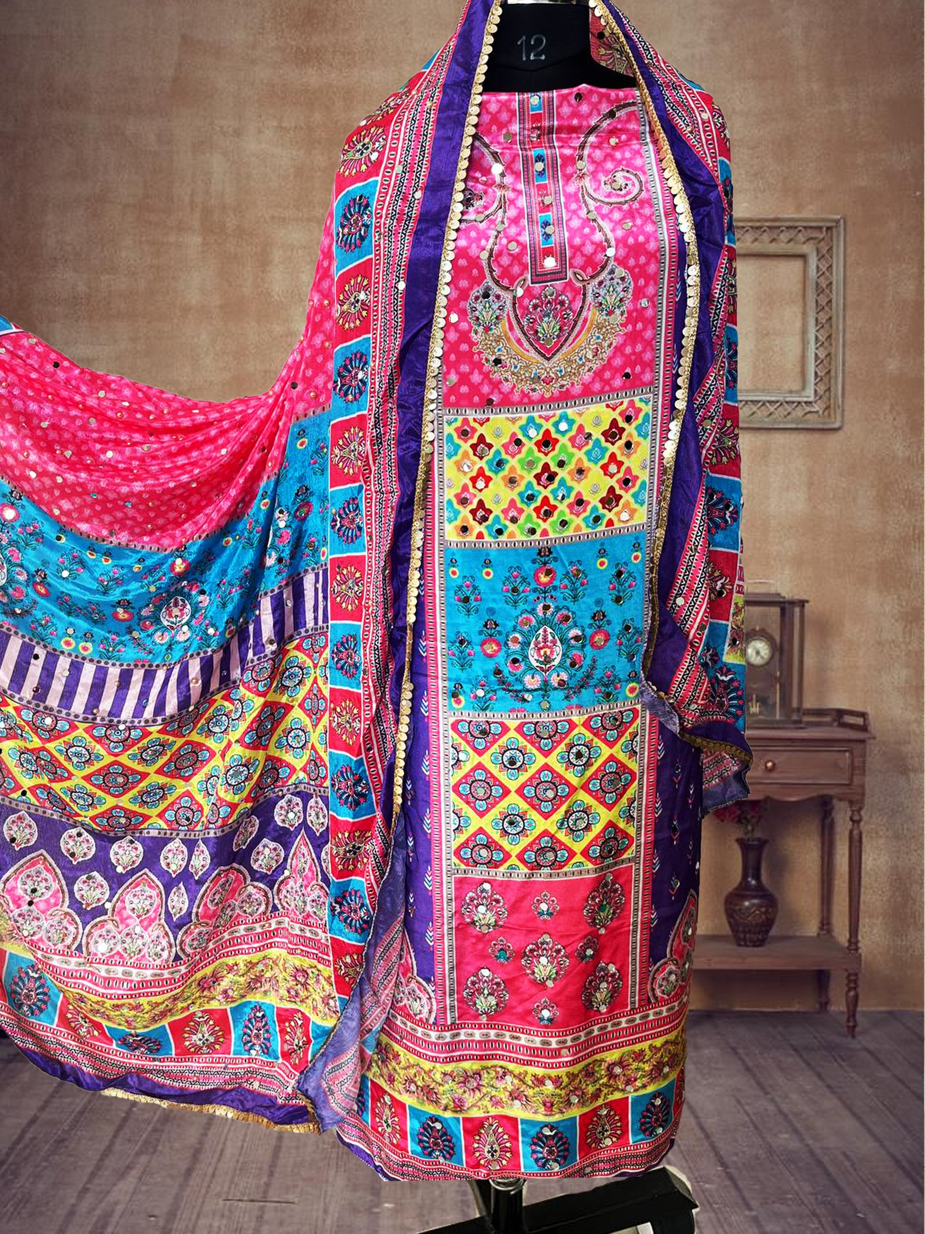 SS Creations Karachi Suit Purple multibox