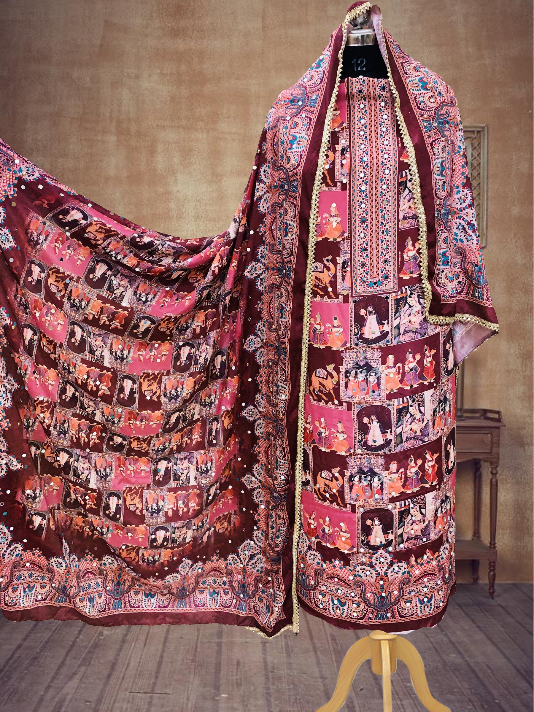 SS Creations Karachi Suit MUGHAL MAROON