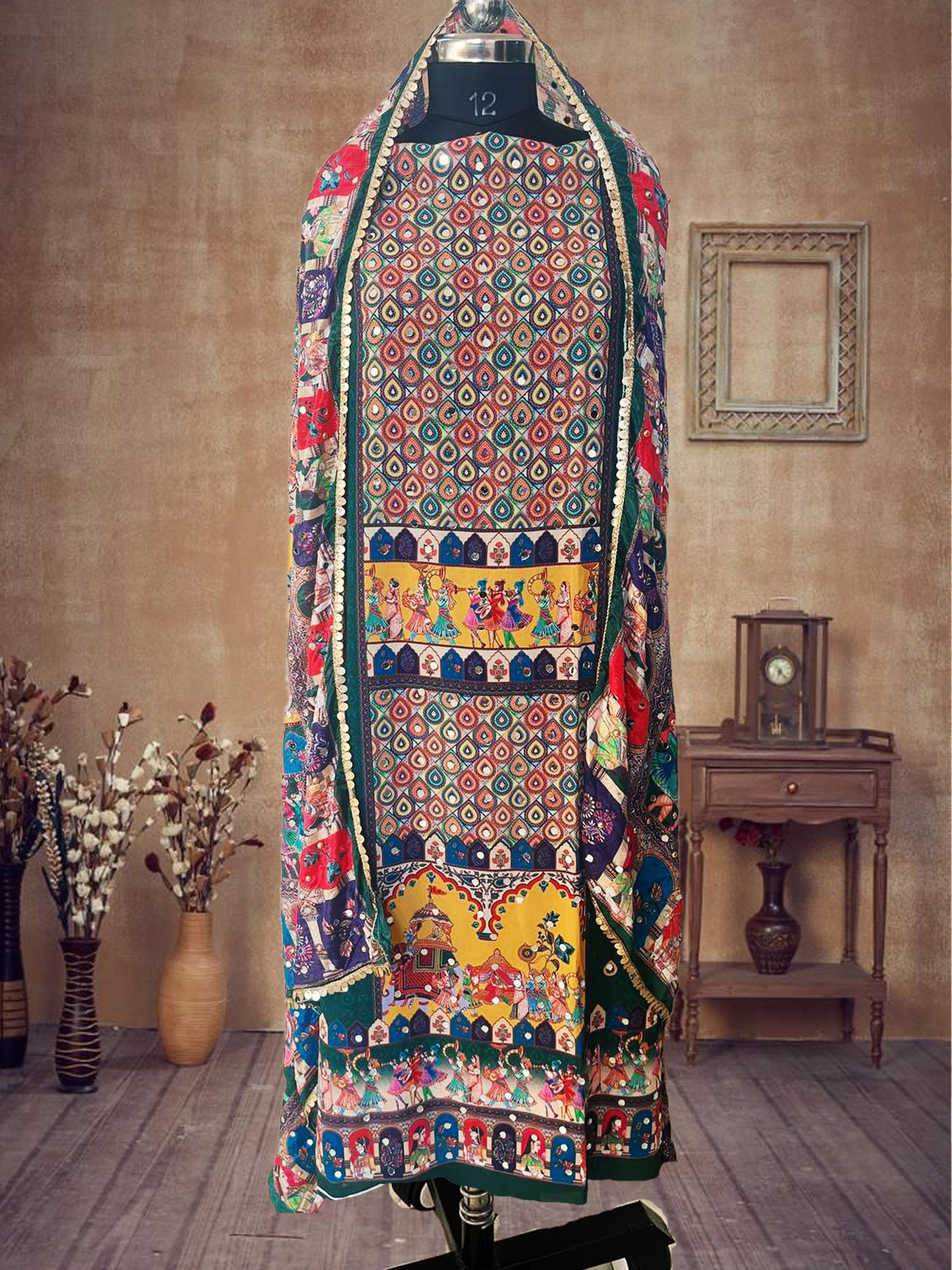 SS Creations Karachi Suit Green Mughal
