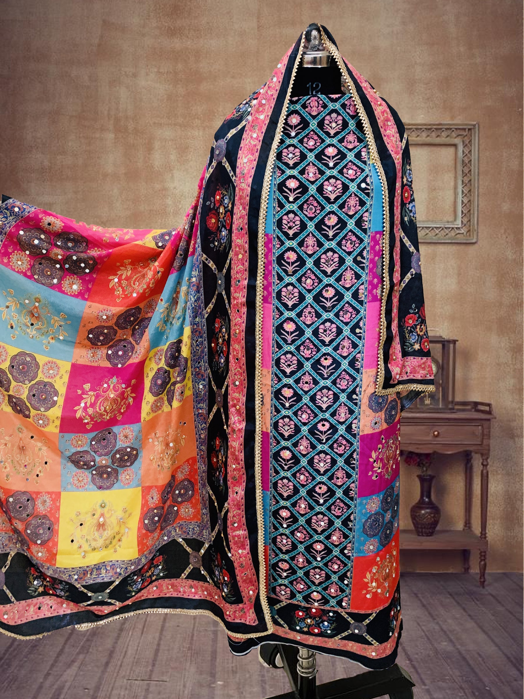 SS Creations Karachi Suit BLACK diamond boxes