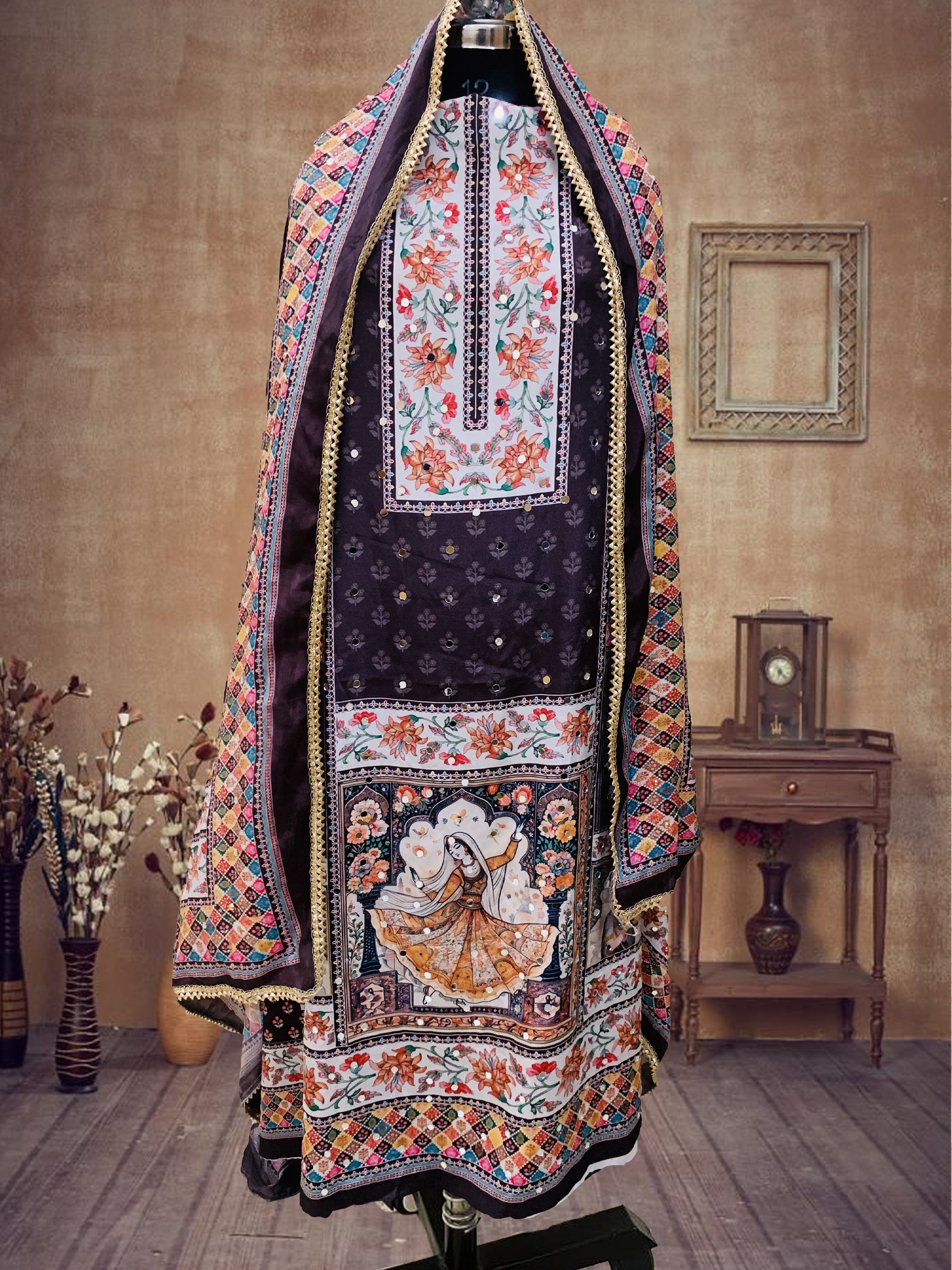 SS Creations Karachi Suit BROWN DOLL