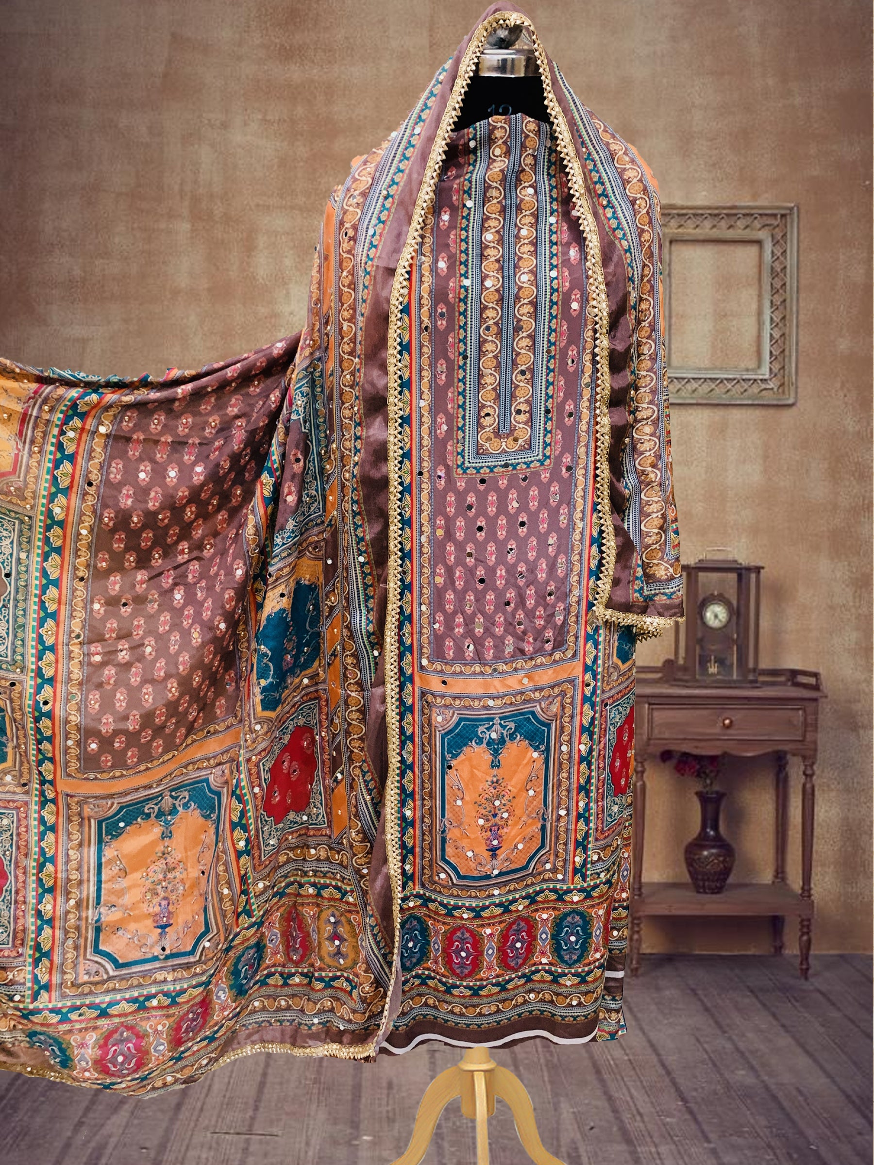 SS Creations Karachi Suit MOUSE COLOUR