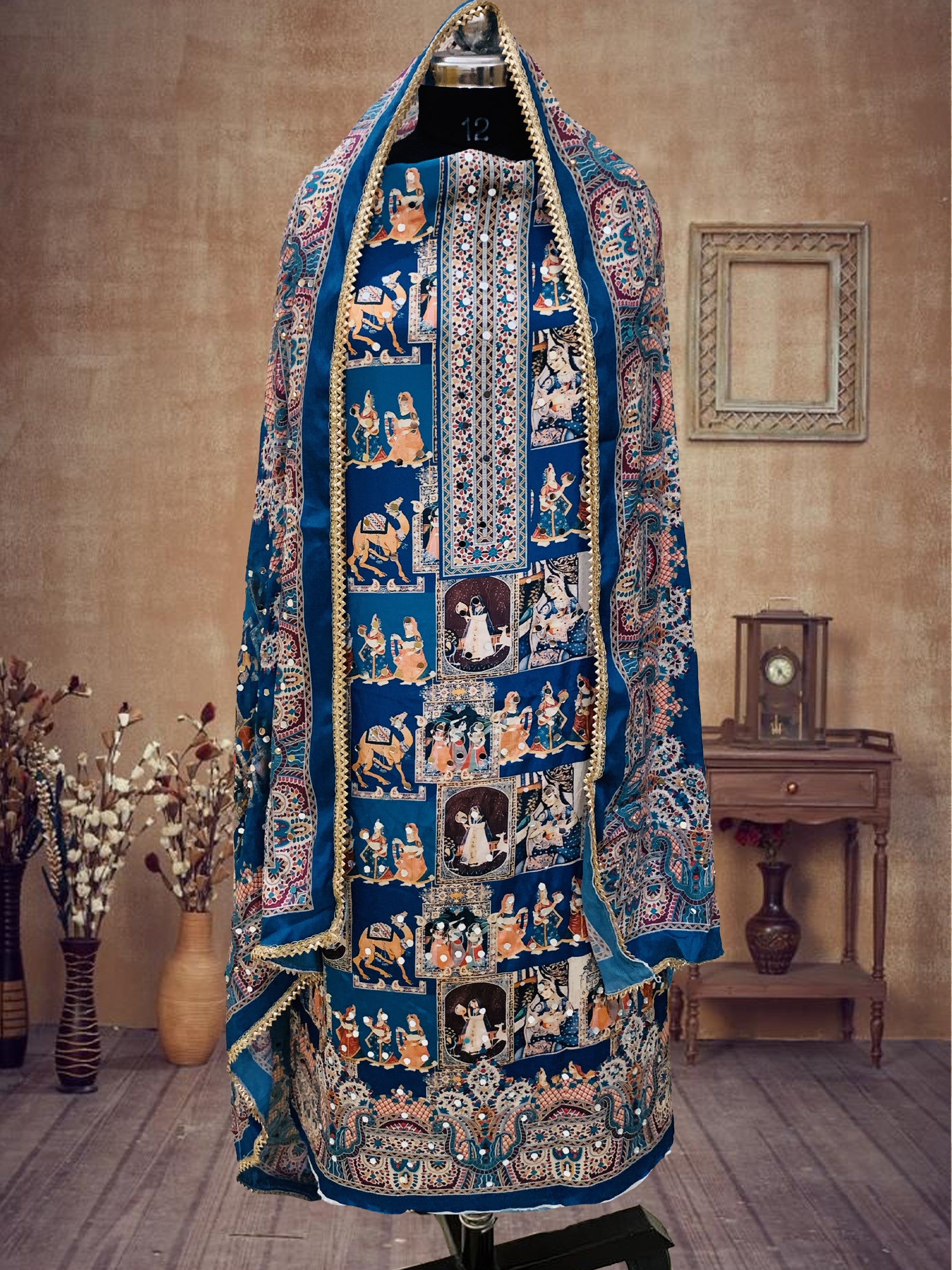 SS Creations Karachi Suit ALL MUGHAL BLUE